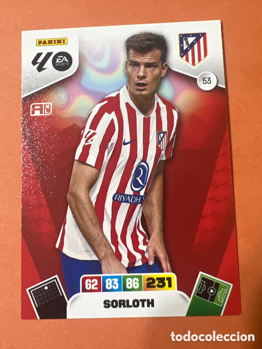 Fu&szlig;ball-Sticker: E302. SORLOTH ATL&Eacute;TICO DE MADRID NUMERO 53 ADRENALYN 2025 2026