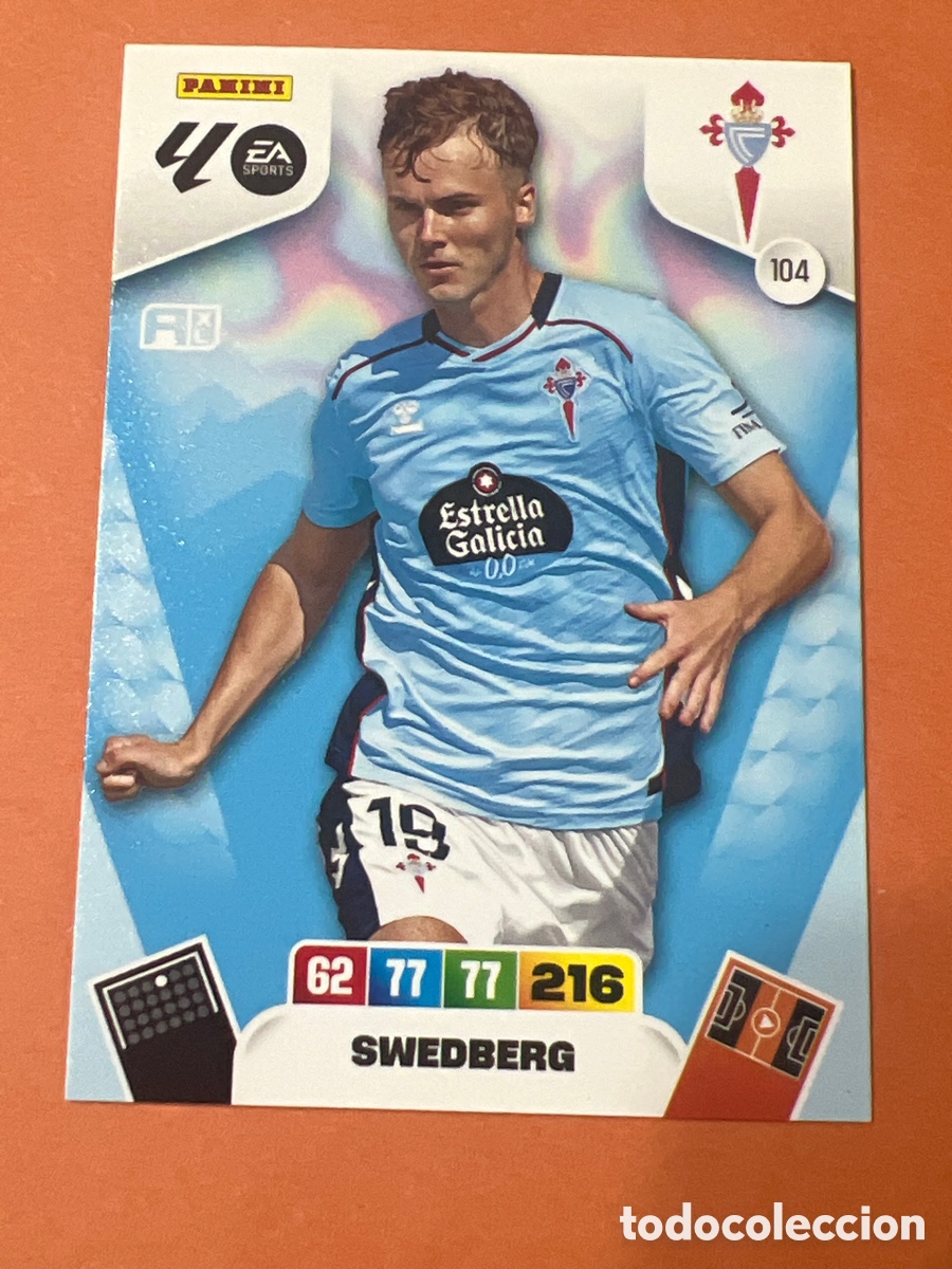 Cromos de f&uacute;tbol: E333. Cromo Adrenalyn XL. 2025 2026. 25 26. Swedberg. Celta de Vigo. N &ordm; 104.