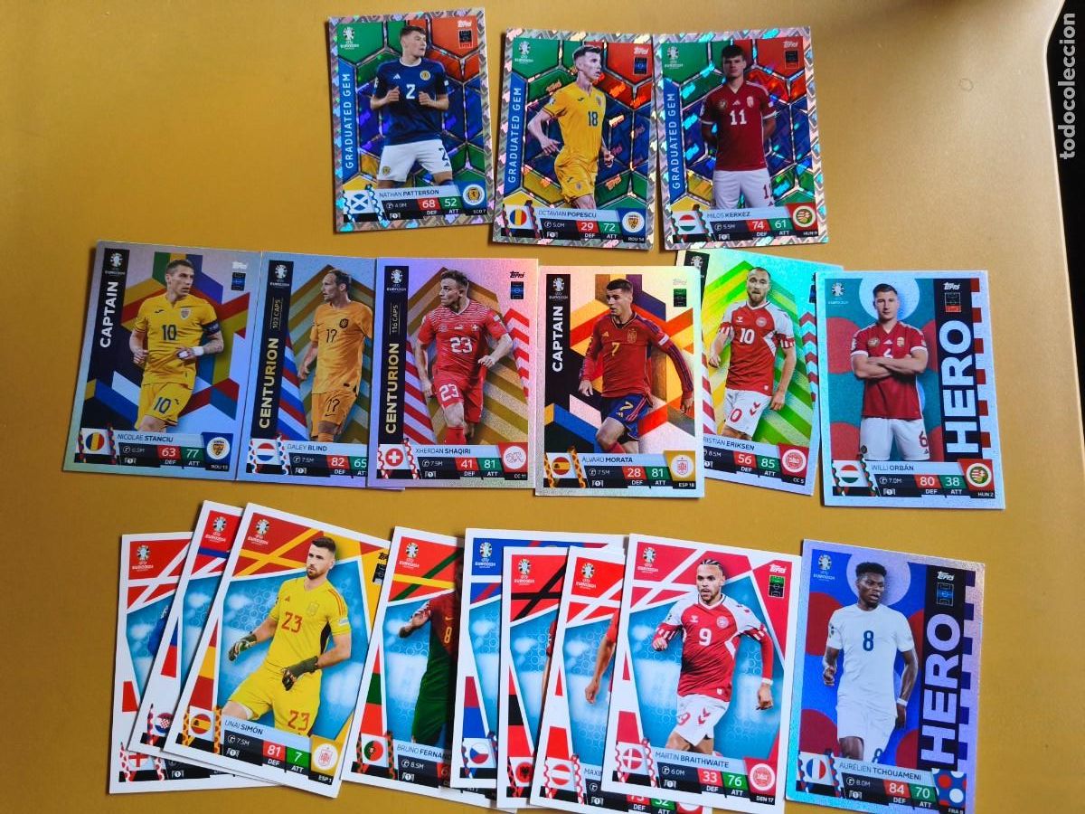 Fu&szlig;ball-Sticker: euro 2024 germany, topps match attax, contiene 18 cromos