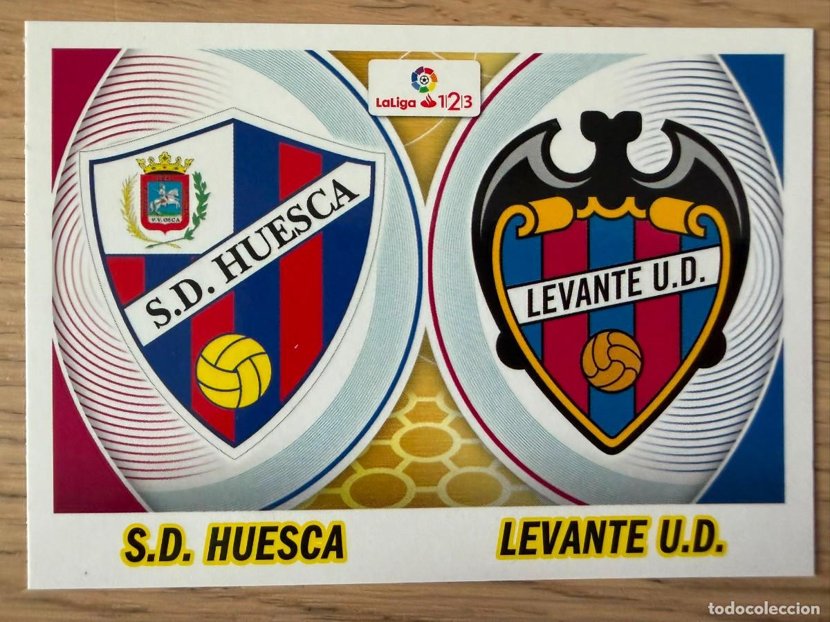 Cromos de f&uacute;tbol: 5 ESCUDO HUESCA LEVANTE 16 17 2016 2017 LIGA SANTANDER 123 COLECCIONES ESTE SIN PEGAR STICKER