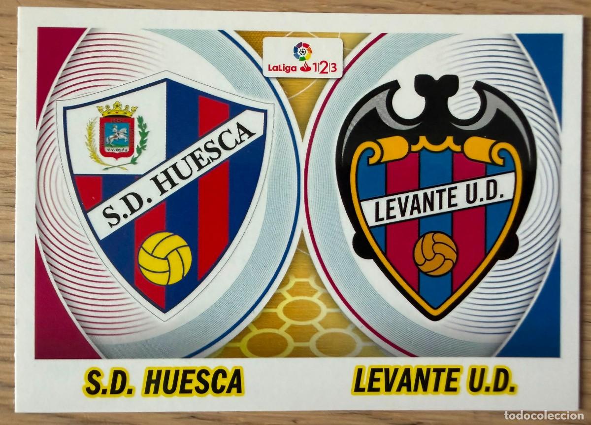 Cromos de f&uacute;tbol: 5 ESCUDO HUESCA LEVANTE 16 17 2016 2017 LIGA SANTANDER 123 COLECCIONES ESTE SIN PEGAR STICKER