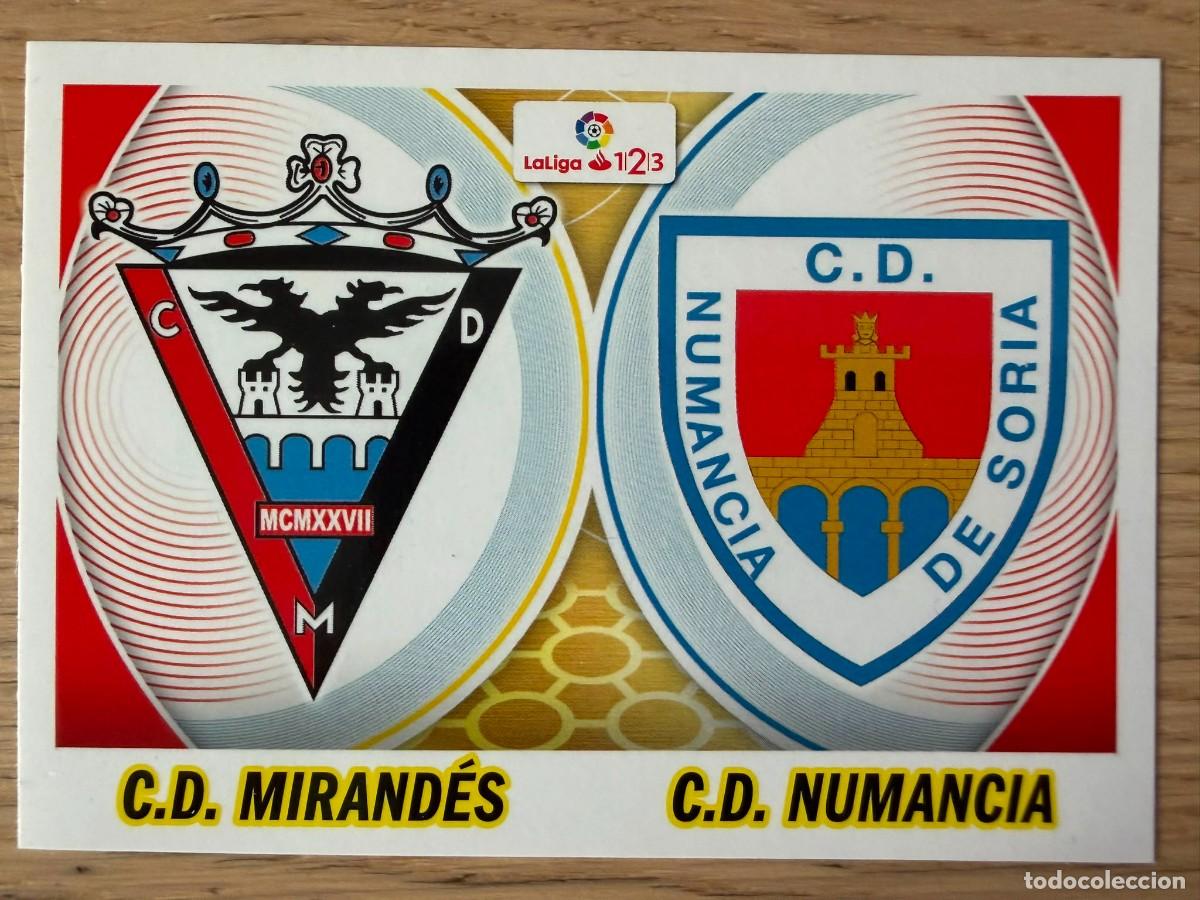 Cromos de f&uacute;tbol: 7 ESCUDO MIRANDES NUMANCIA 16 17 2016 2017 LIGA SANTANDER 123 COLECCIONES ESTE SIN PEGAR STICKER