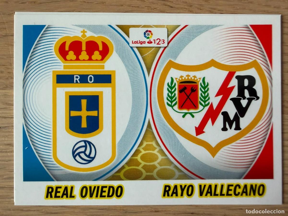 Cromos de f&uacute;tbol: 8 ESCUDO OVIEDO RAYO VALLECANO 16 17 2016 2017 LIGA SANTANDER 123 COLECCIONES ESTE SIN PEGAR STICKER