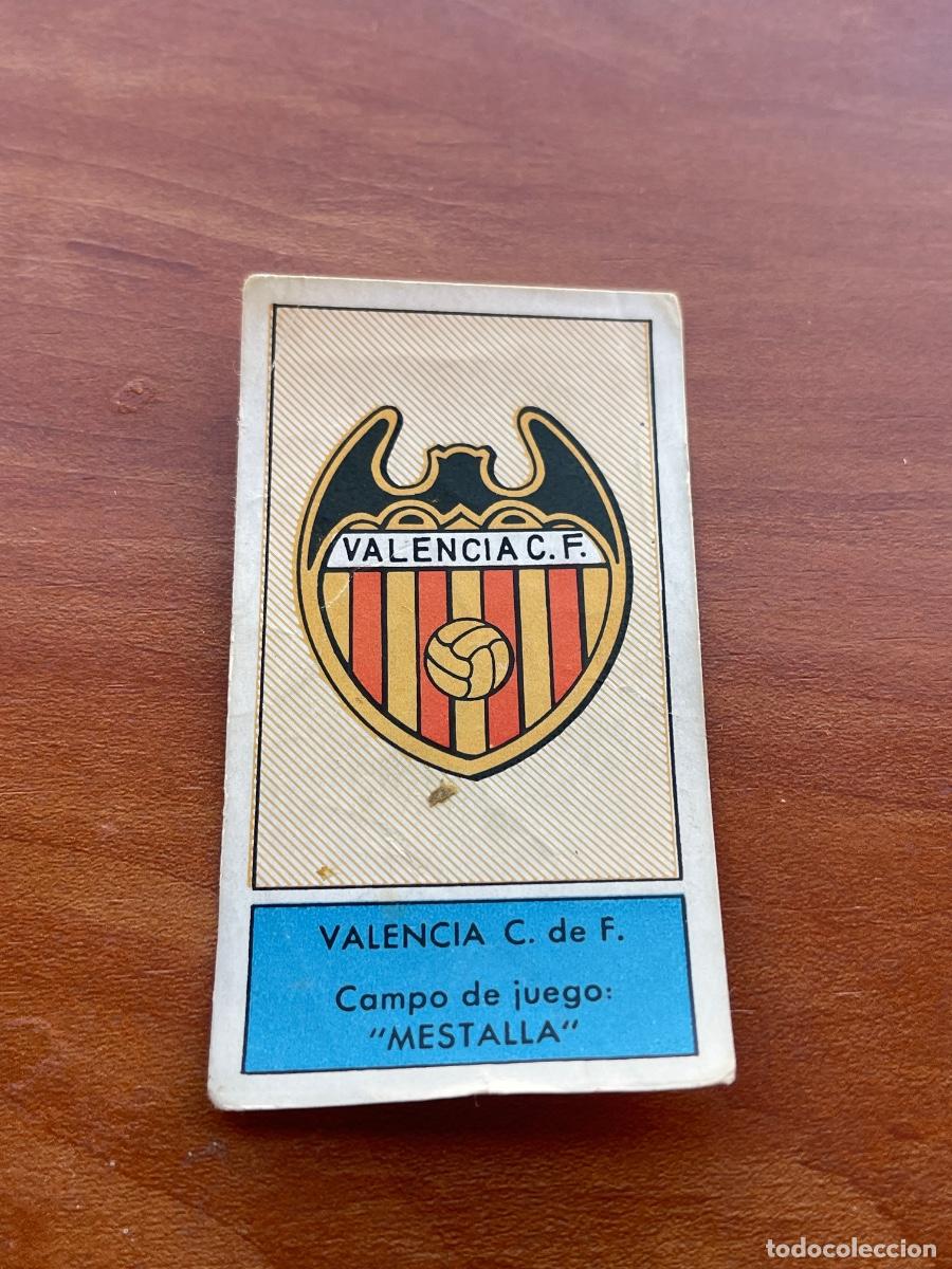 Cromos de f&uacute;tbol: ESCUDO VALENCIA Gr&aacute;ficas Bachende liga 1957 1958 sin pegar