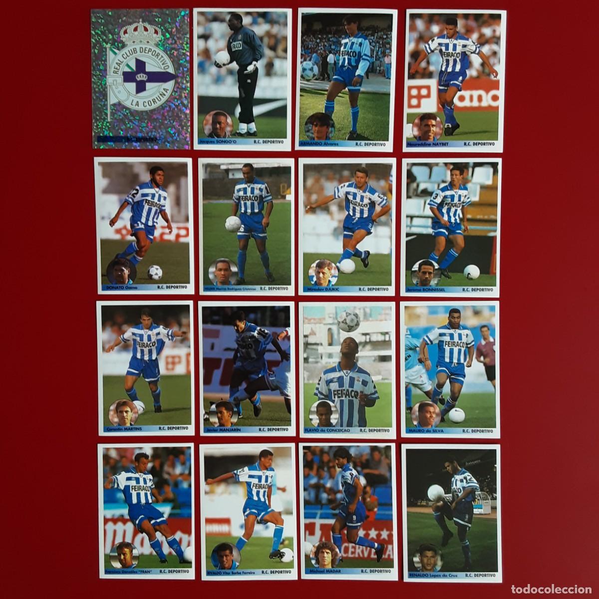 Cromos de f&uacute;tbol: EQUIPO COMPLETO DEPORTIVO CORU&Ntilde;A LOS MEJORES EQUIPOS DE EUROPA 96/97 PANINI-NUNCA PEGADO- RIVALDO