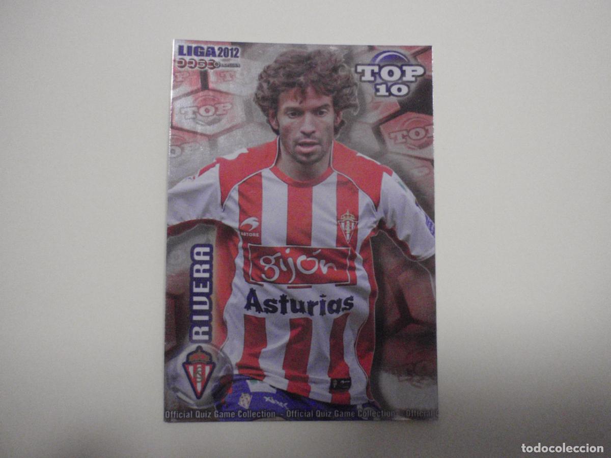 Cromos de f&uacute;tbol: 618 RIVERA Sporting TOP 10 BRILLO ROJO. LAS FICHAS QUIZ DE LA LIGA 2011 2012 MUNDICROMO