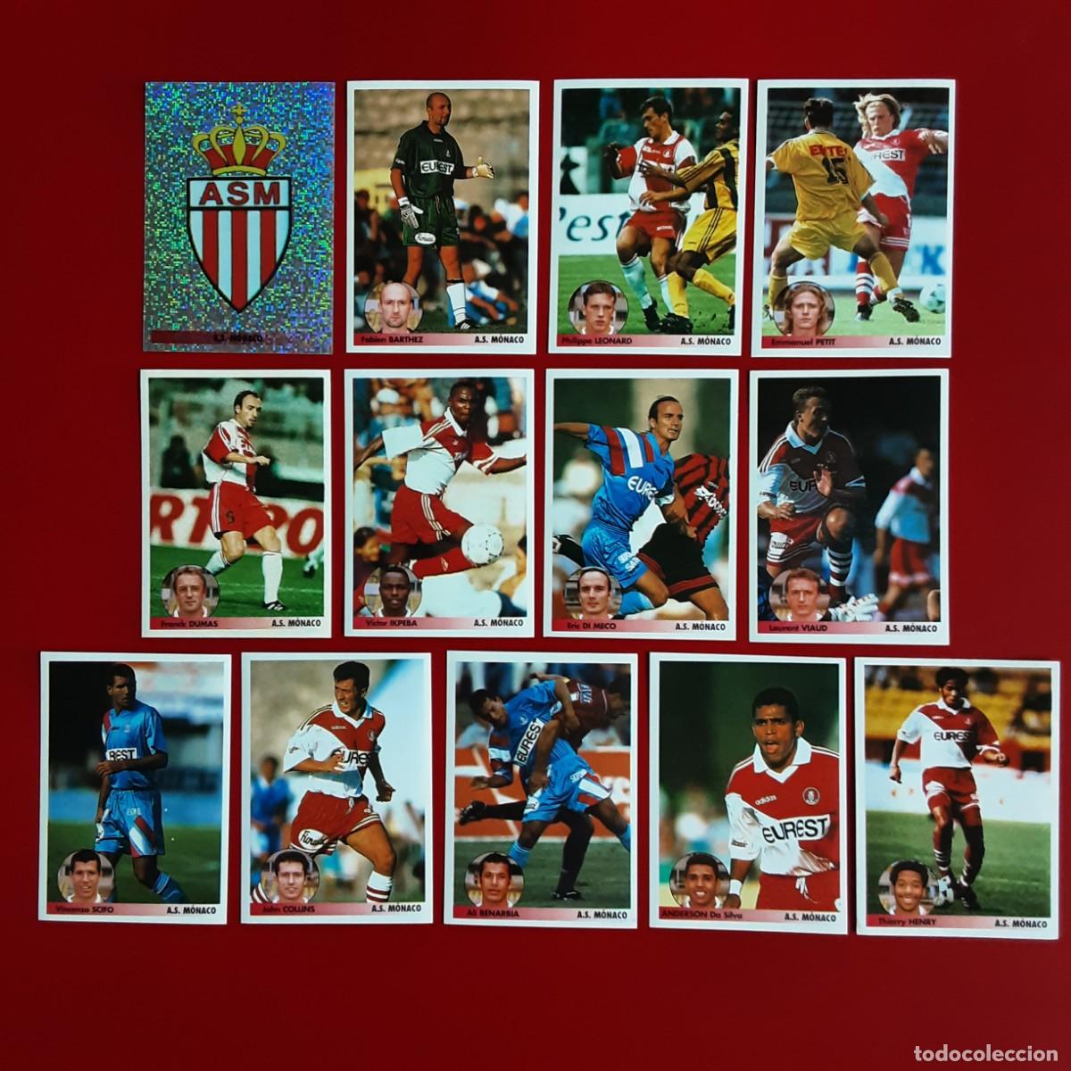 Cromos de f&uacute;tbol: EQUIPO COMPLETO MONACO LOS MEJORES EQUIPOS DE EUROPA 1996/1997 PANINI-NUNCA PEGADO-ROOKIE HENRY