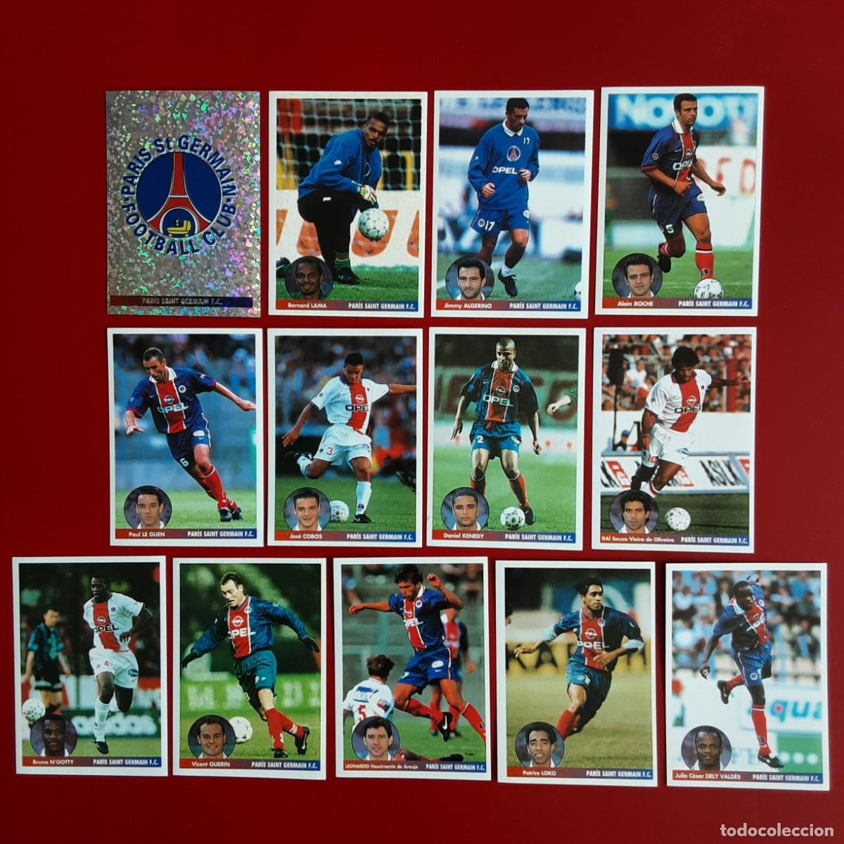 Cromos de f&uacute;tbol: EQUIPO COMPLETO PARIS SAINT GERMAIN LOS MEJORES EQUIPOS DE EUROPA 1996/1997 PANINI-NUNCA PEGADO
