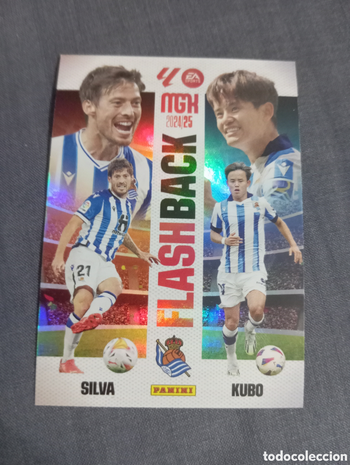 Cromos de f&uacute;tbol: Silva y Kubo Real Sociedad FLASHBACK n&deg;431 / PANINI MEGACRACKS 2024/2025