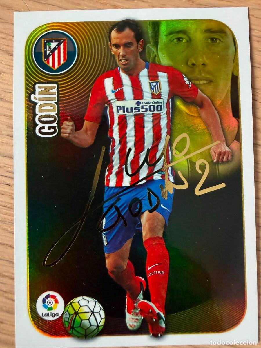 Cromos de f&uacute;tbol: 6 GODIN FIRMADO SERIE ORO ATLETICO MADRID 16 17 2016 2017 LIGA SANTANDER COLECCIONES ESTE SIN PEGAR