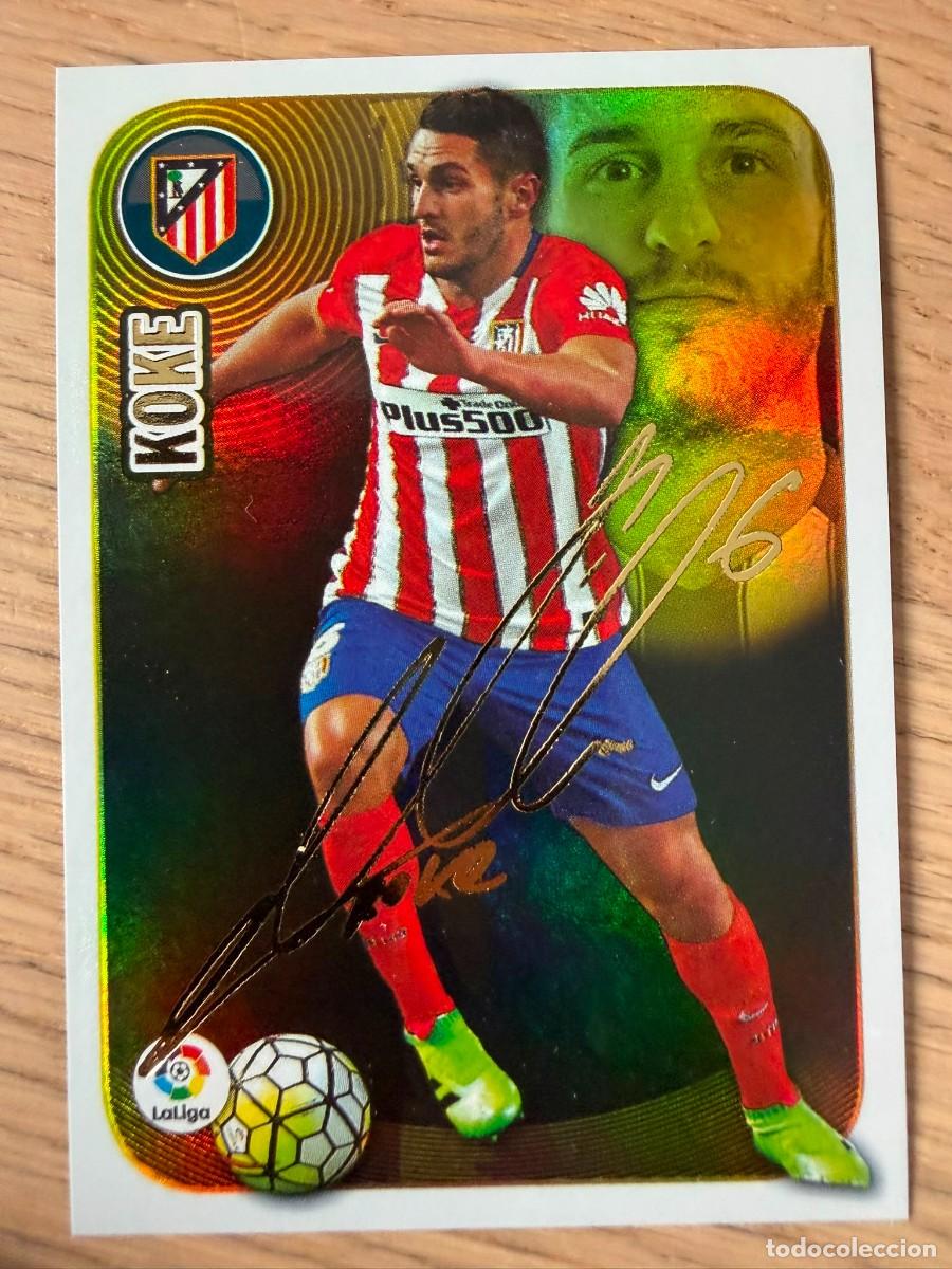 Football Stickers: 9 KOKE FIRMADO SERIE ORO ATLETICO MADRID 16 17 2016 2017 LIGA SANTANDER COLECCIONES ESTE SIN PEGAR