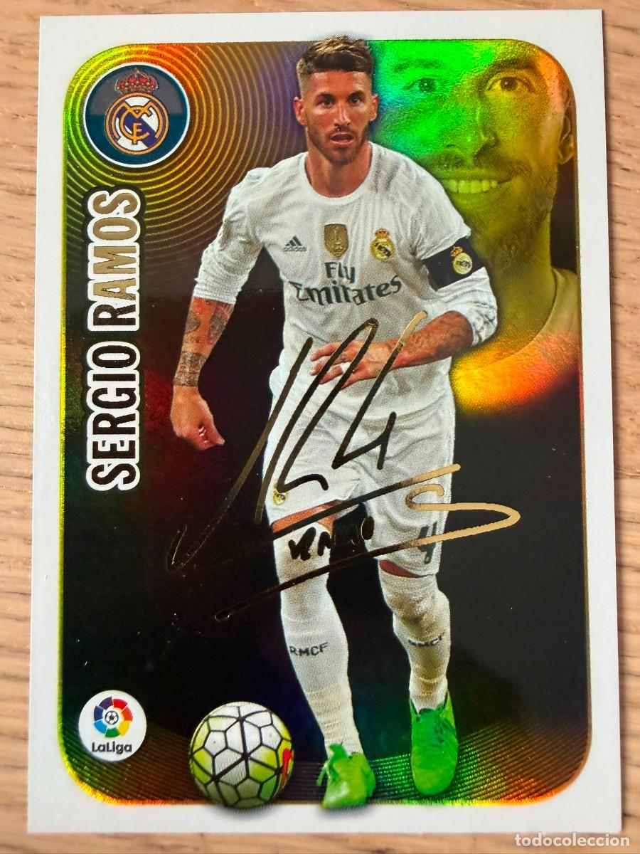 Football Stickers: 15 SERGIO RAMOS FIRMADO SERIE ORO REAL MADRID 16 17 2016 2017 LIGA SANTANDER ESTE SIN PEGAR STICKER