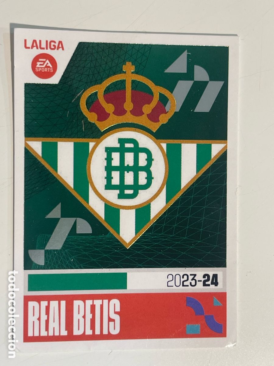 Cromos de f&uacute;tbol: Cromo ESCUDO REAL BETIS colecci&oacute;n album de cromos LIGA 2023-24 Coleccciones Este Panini