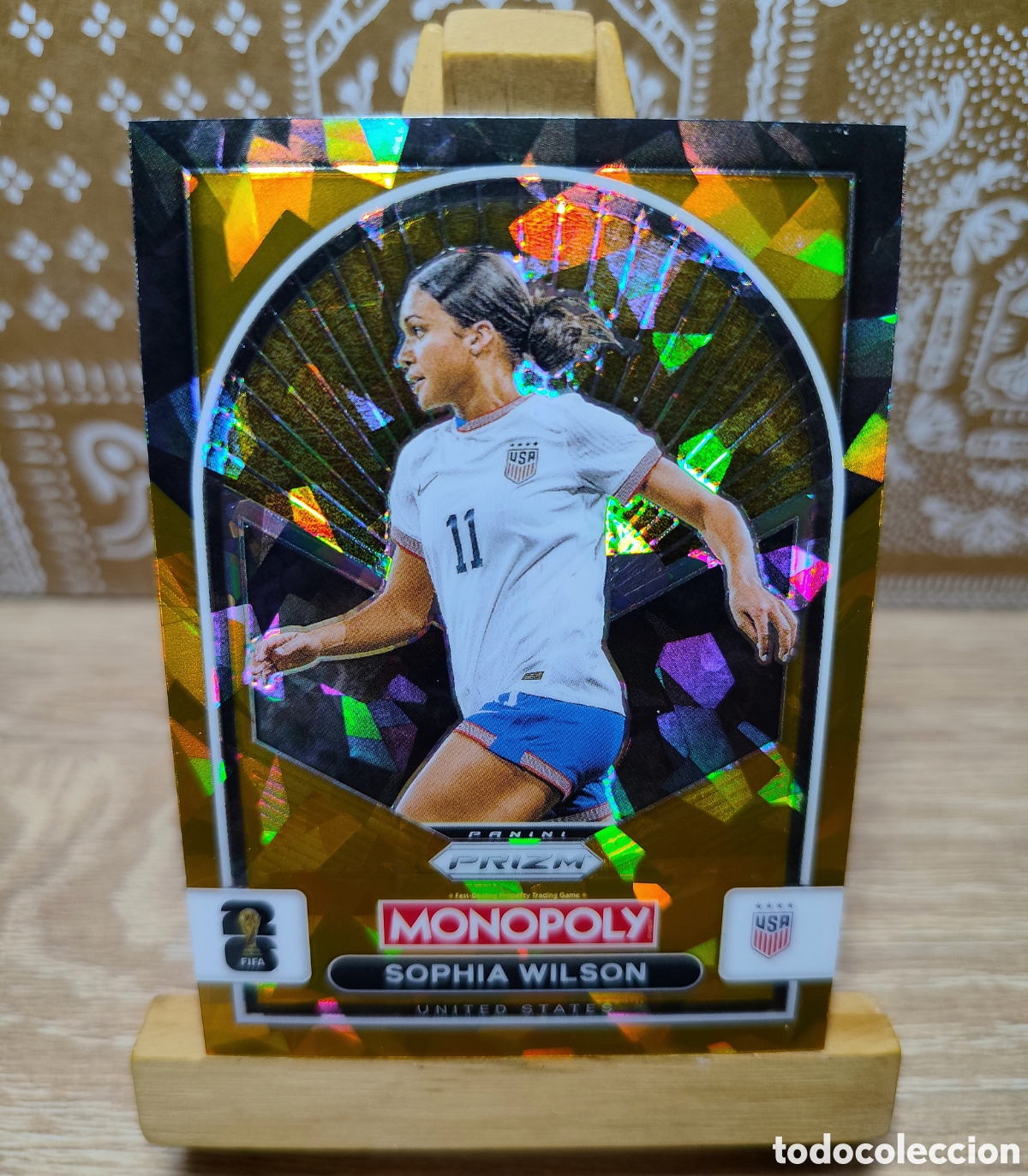 Cromos de f&uacute;tbol: SOPHIA WILSON 2026 USA GOLD CRACKED ICE MONOPOLY PRIZM PANINI.