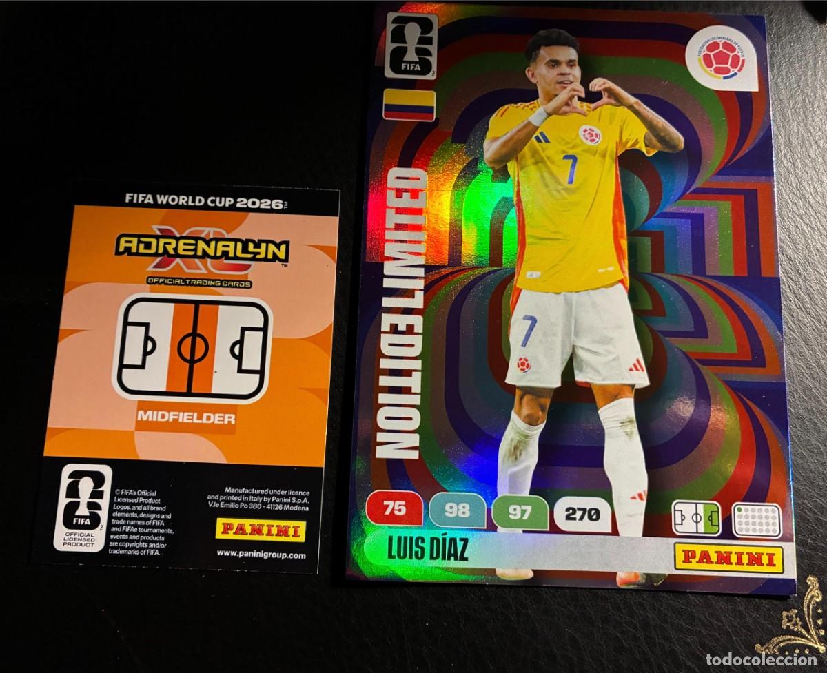 Cromos de f&uacute;tbol: LUIS DIAZ XXL LIMITED EDITION EDICION LIMITADA FIFA WORLD CUP ADRENALYN MUNDIAL 2026 26 PANINI