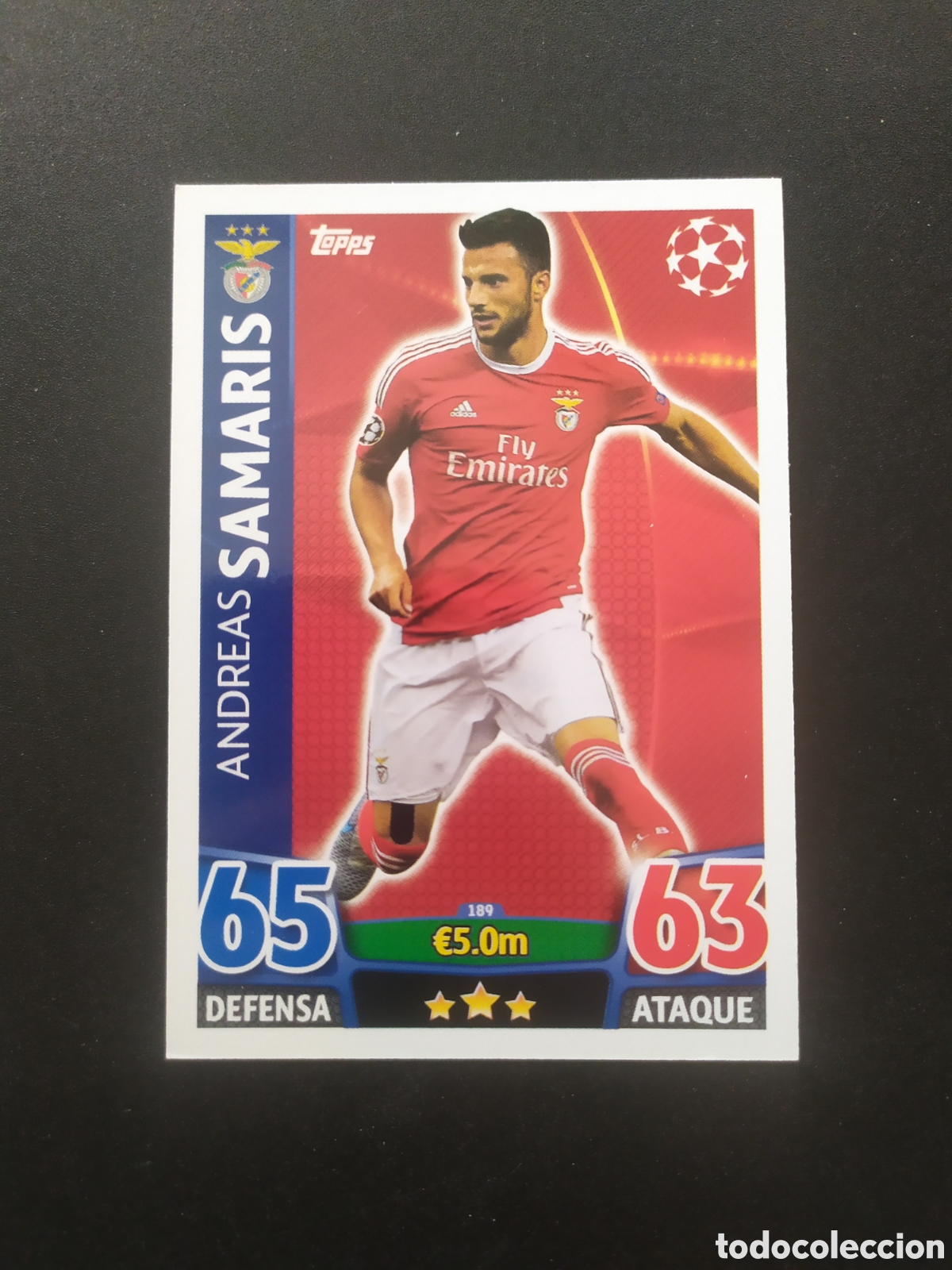 Cromos de f&uacute;tbol: UEFA Champions match attax topps 2015 2016 15 16 Samaris n&deg; 189 Benfica