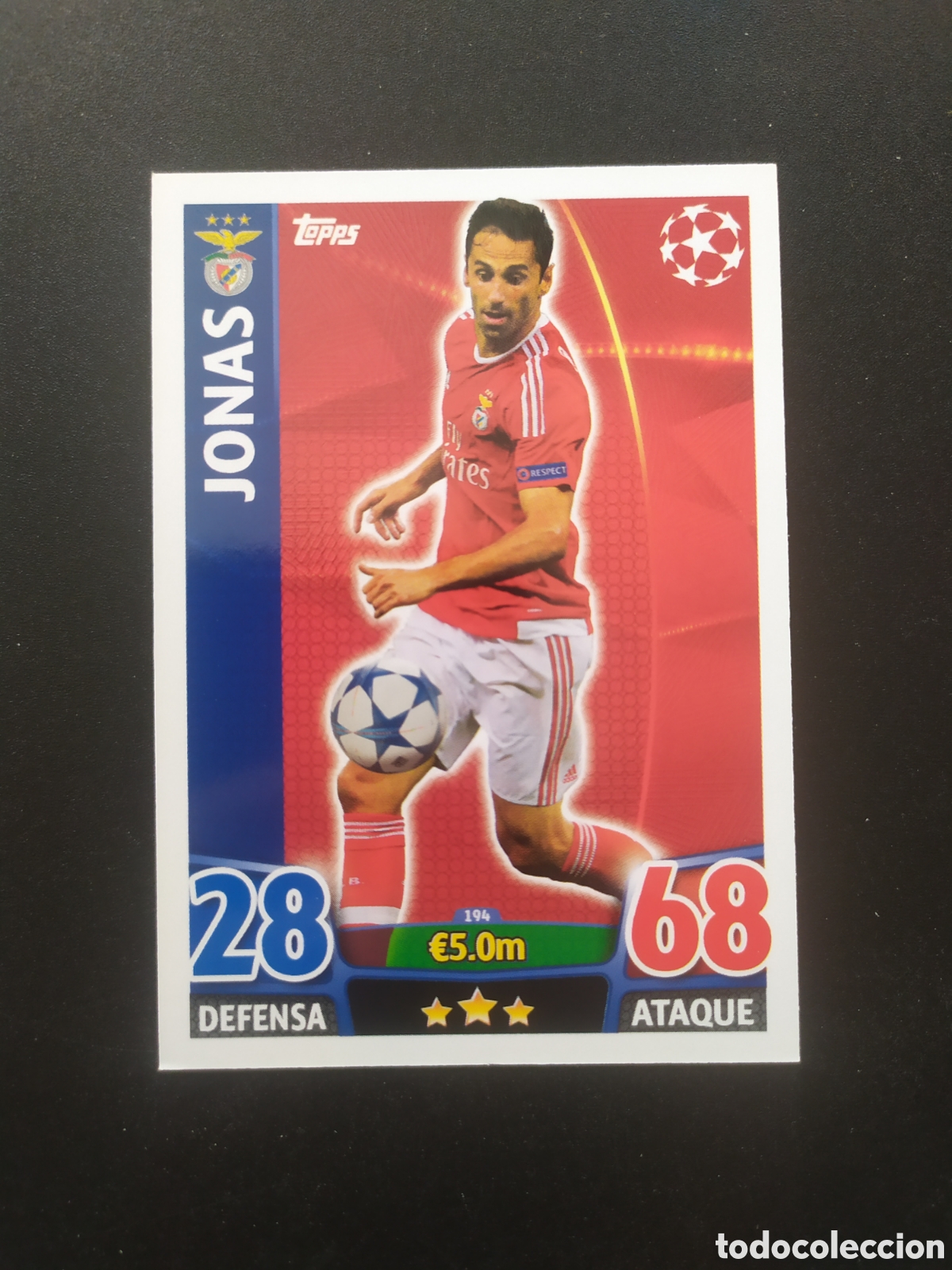 Cromos de f&uacute;tbol: UEFA Champions match attax topps 2015 2016 15 16 Jonas n&deg; 194 Benfica