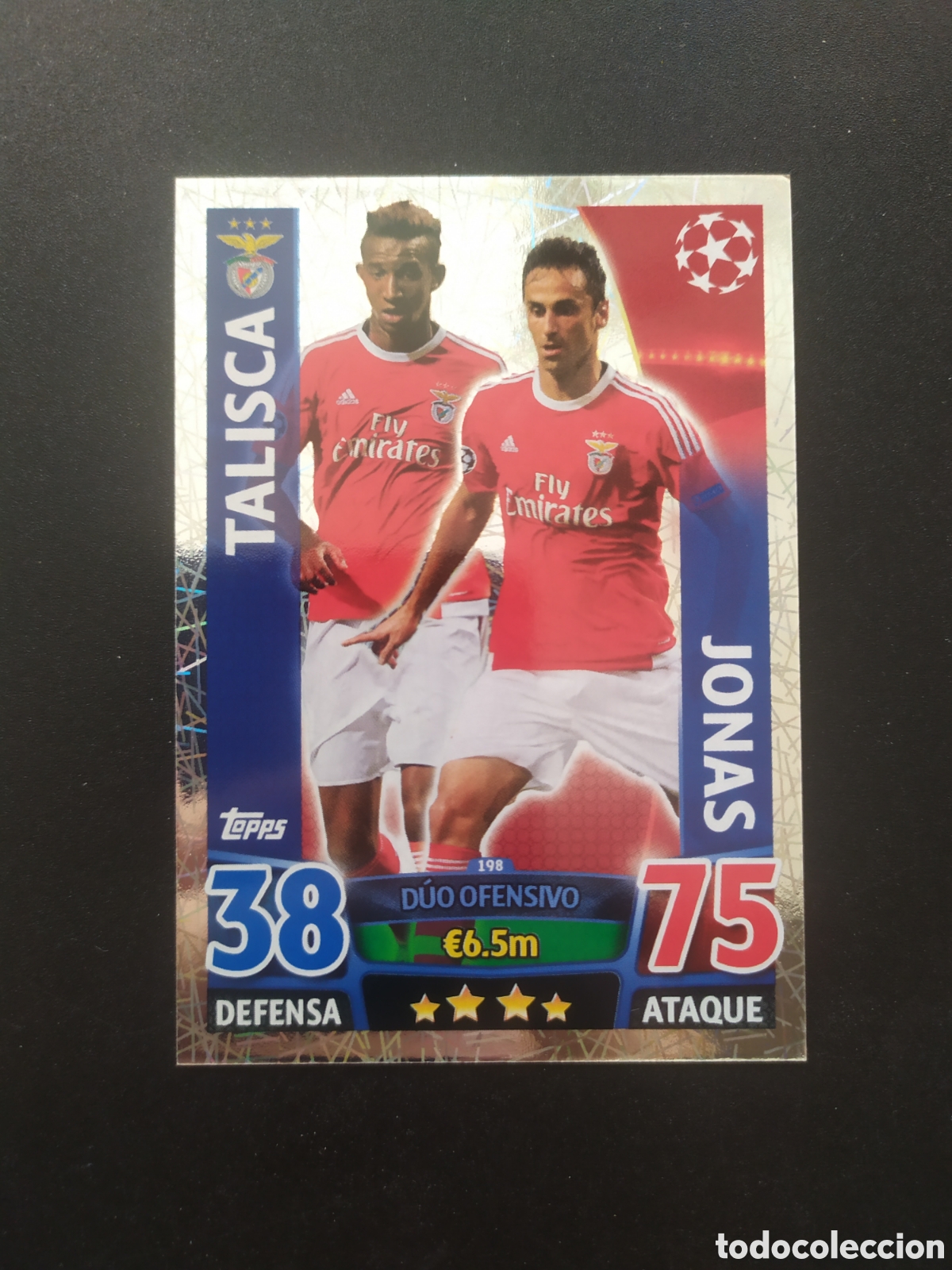 Cromos de f&uacute;tbol: UEFA Champions match attax topps 2015 2016 15 16 Talisca Jonas n&deg; 198 Benfica