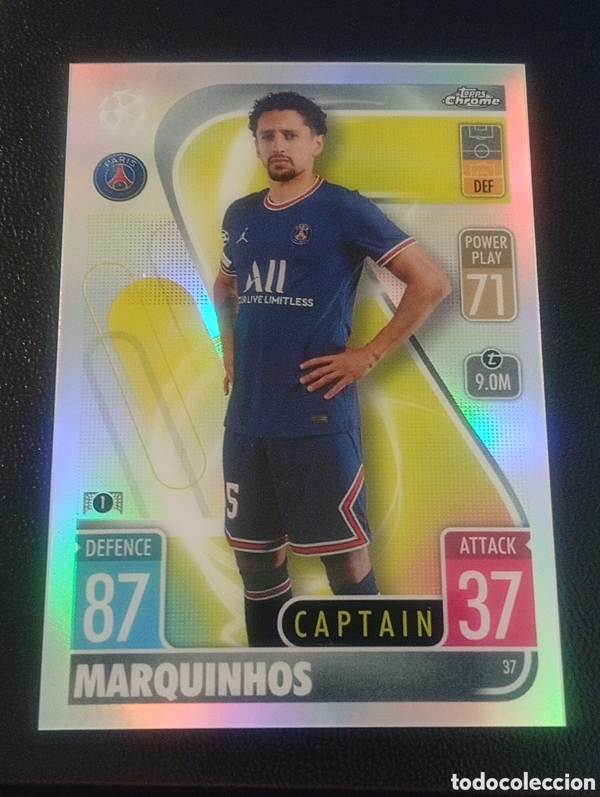 Football Stickers: 37 paralela refractor MARQUINHOS PSG PARIS TOPPS CHROME MATCH ATTAX 2021 2022 21 22 CROMOS CARDS