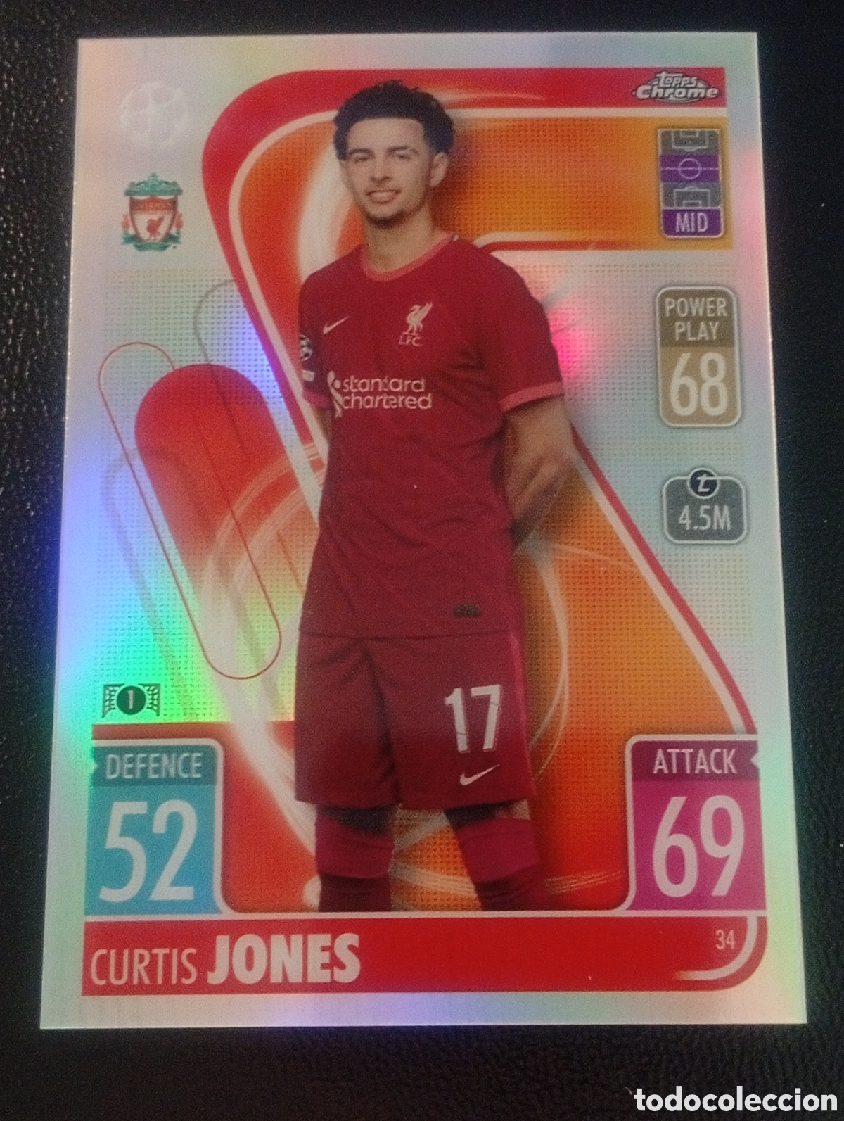 Cromos de f&uacute;tbol: 34 paralela refractor CURTIS JONES LIVERPOOL TOPPS CHROME MATCH ATTAX 2021 2022 21 22 CROMOS CARDS