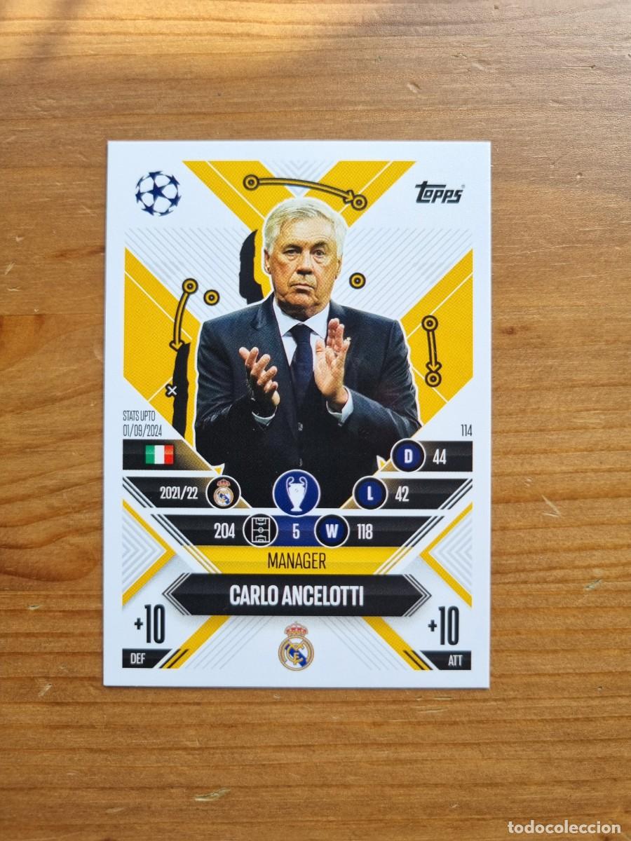 Cromos de f&uacute;tbol: 114 Carlo ANCELOTTI (Real Madrid CF) MANAGER. Match Attax Extra 2024 2025 24 25 (Topps)