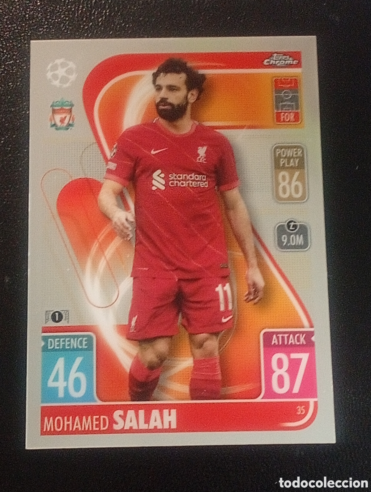 Cromos de f&uacute;tbol: 35 MOHAMED SALAH LIVERPOOL TOPPS CHROME MATCH ATTAX 2021 2022 21 22 CROMOS CARDS