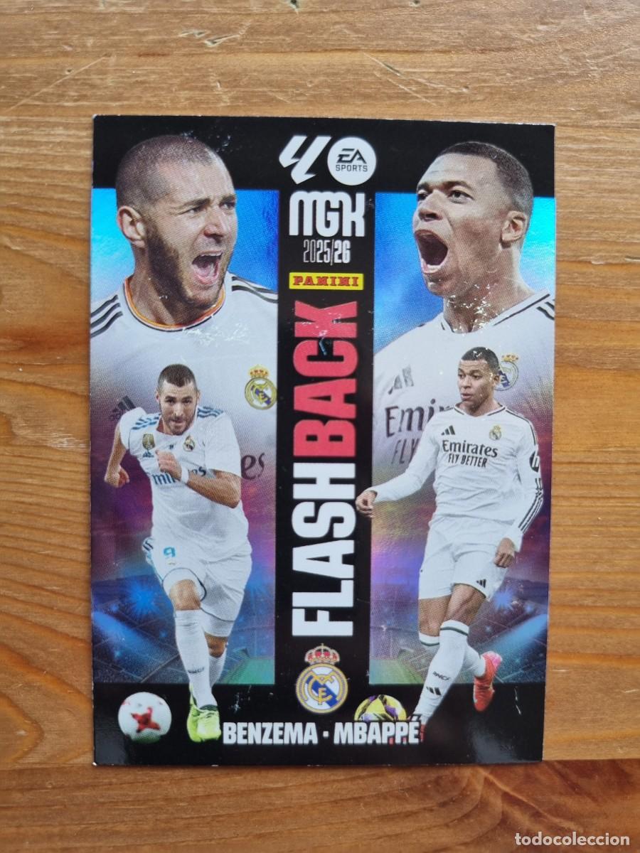Cromos de f&uacute;tbol: 425 BENZEMA / MBAPP&Eacute; (Real Madrid CF) FLASHBACK. Liga 2025 2026 25 26 Megacracks (Panini)