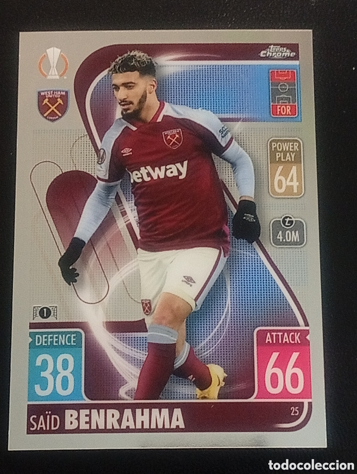 Cromos de f&uacute;tbol: 25 BENRAHMA WEST HAM TOPPS CHROME MATCH ATTAX 2021 2022 21 22 CROMOS CARDS