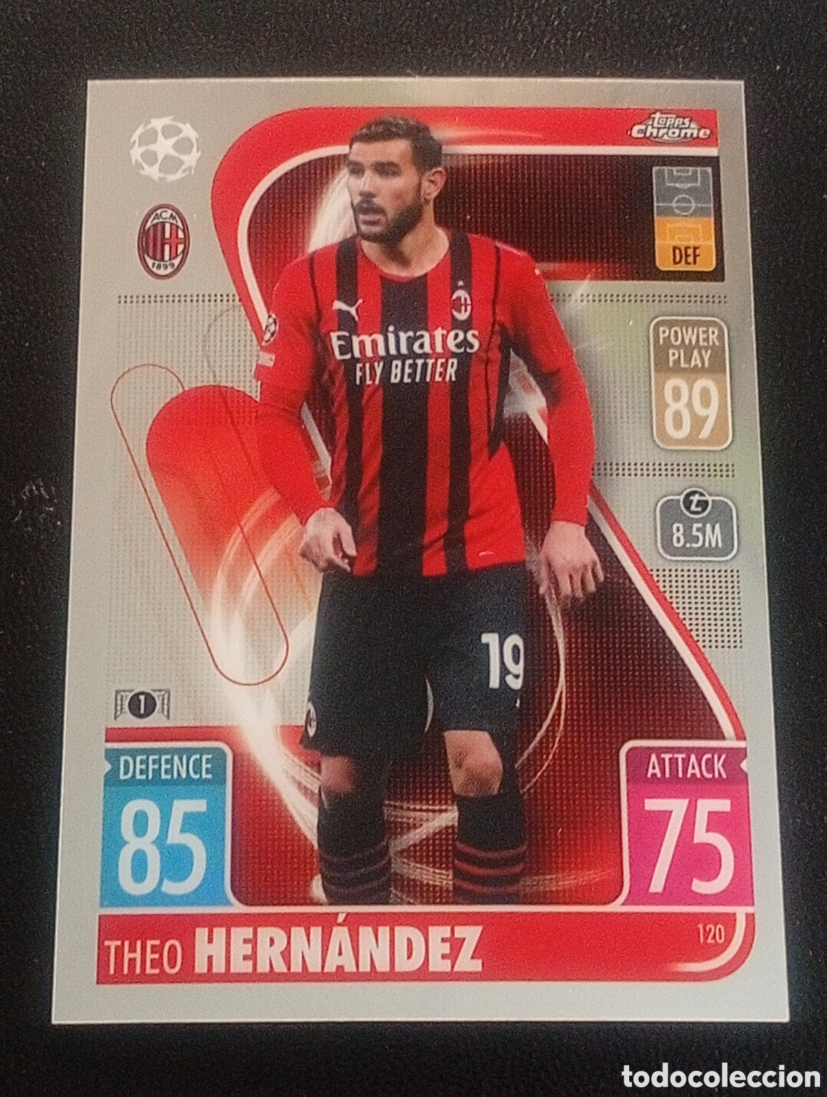 Cromos de f&uacute;tbol: 120 THEO HERNANDEZ MILAN ACM TOPPS CHROME MATCH ATTAX 2021 2022 21 22 CROMOS CARDS