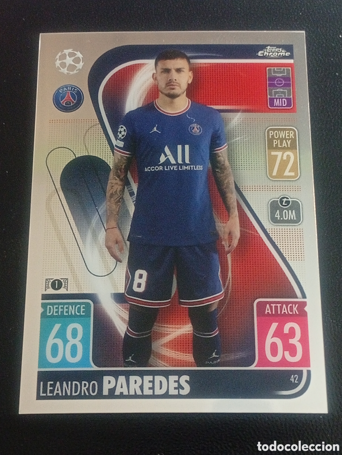 Cromos de f&uacute;tbol: 42 LEANDRO PAREDES PSG TOPPS CHROME MATCH ATTAX 2021 2022 21 22 CROMOS CARDS
