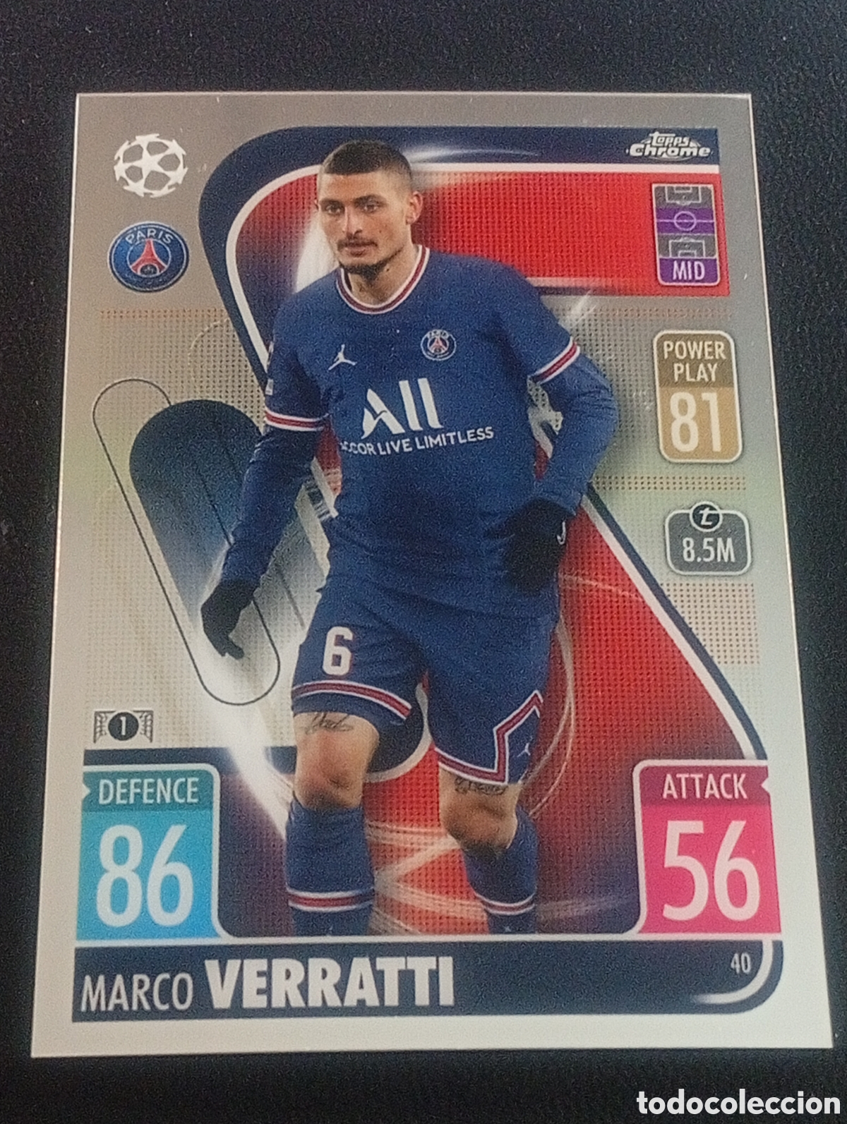 Cromos de f&uacute;tbol: 40 MARCO VERRATTI PSG TOPPS CHROME MATCH ATTAX 2021 2022 21 22 CROMOS CARDS