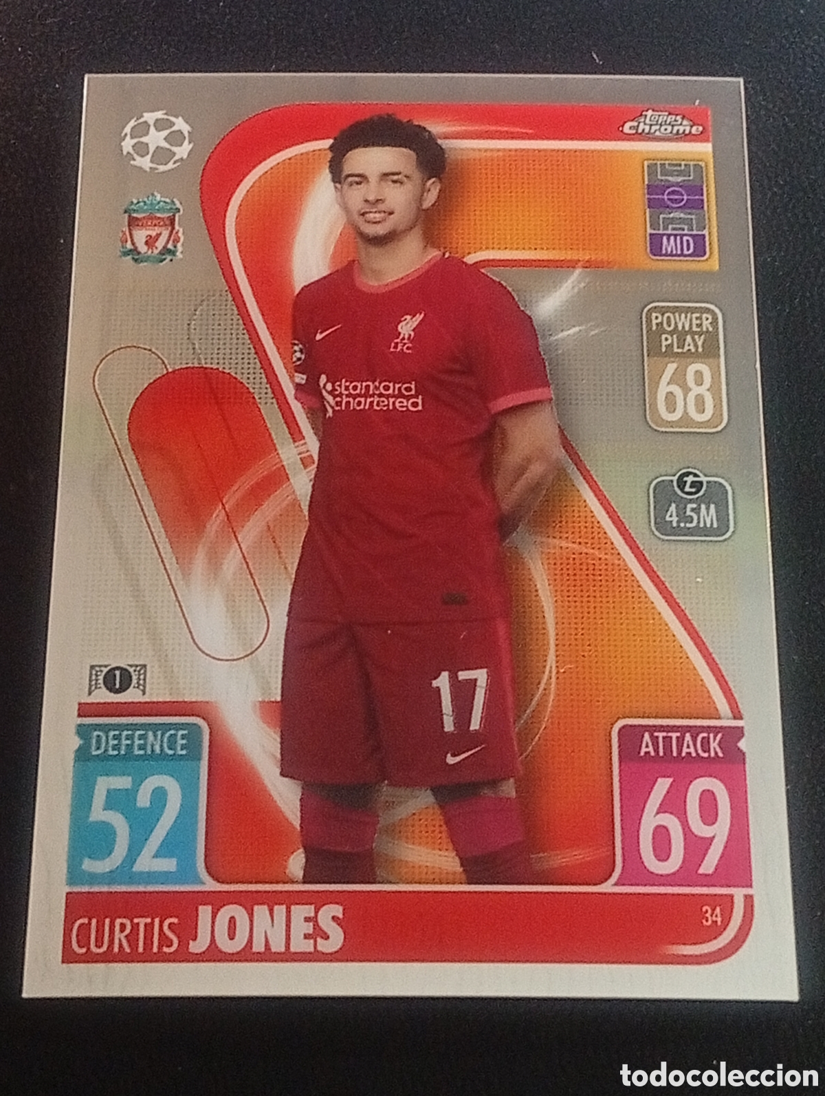 Cromos de f&uacute;tbol: 34 CURTIS JONES LIVERPOOL TOPPS CHROME MATCH ATTAX 2021 2022 21 22 CROMOS CARDS