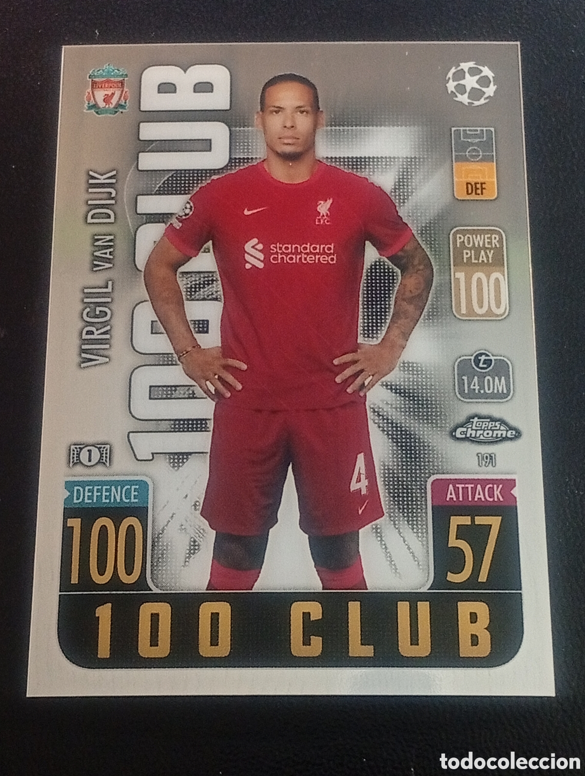 Cromos de f&uacute;tbol: 191 100 club VIRGIL VAN DIJK LIVERPOOL TOPPS CHROME MATCH ATTAX 2021 2022 21 22 CROMOS CARDS