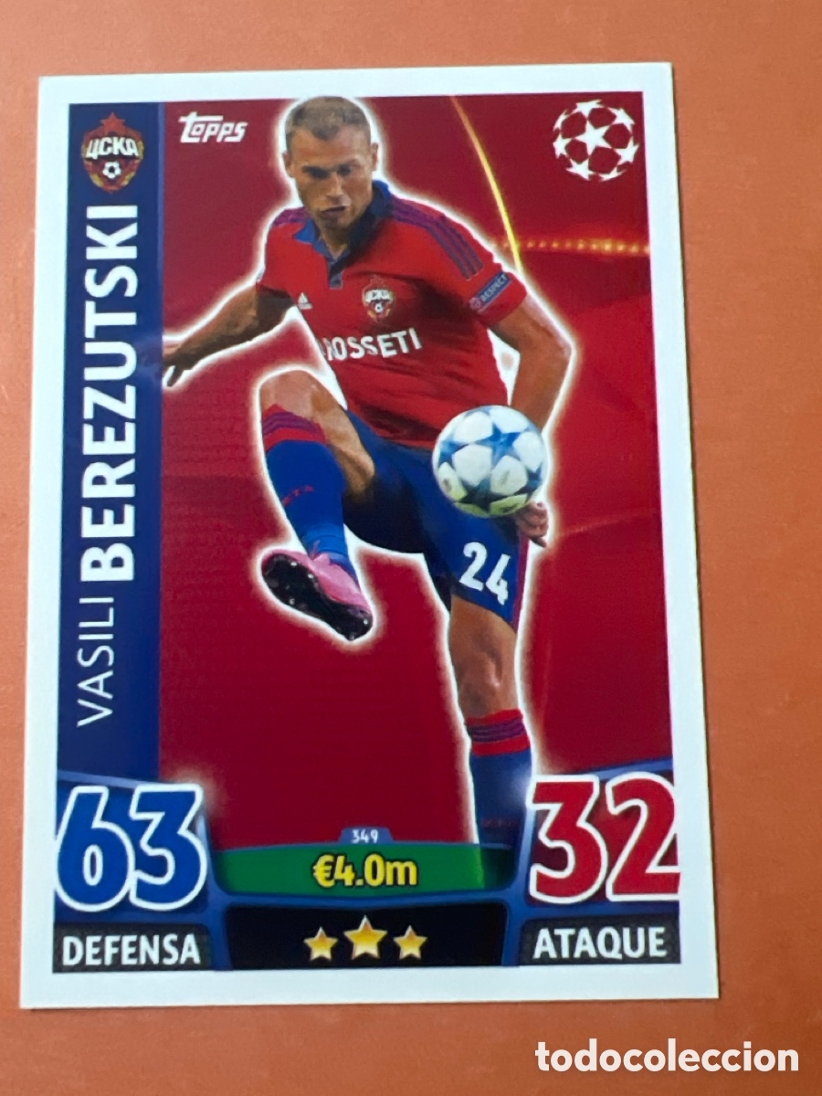 Cromos de f&uacute;tbol: E1377. CHAMPIONS LEAGUE MATCH ATTAX 2015 2016 15 16 TOPPS 349 VASILI BEREZUTSKI CSKA MOSCU