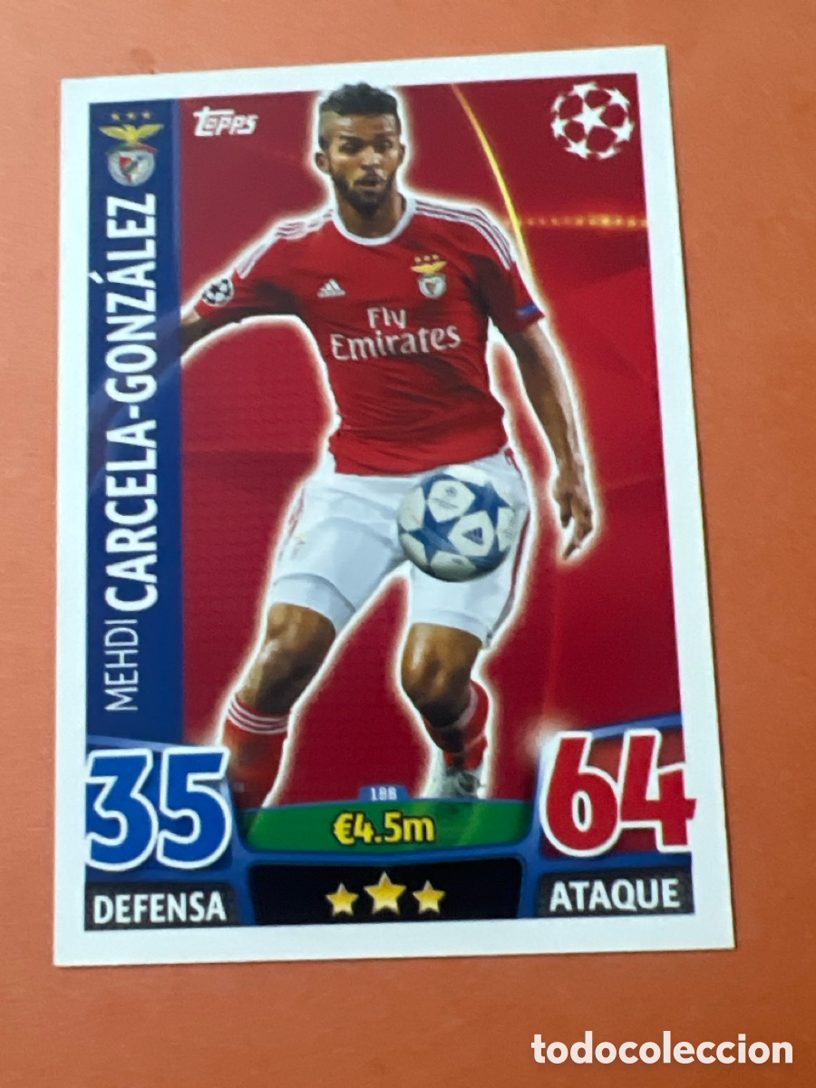 Cromos de f&uacute;tbol: E1455. 188 Mehdi Carcela-Gonz&aacute;lez Benfica Topps Match Attax 2015 2016 UEFA Champions League