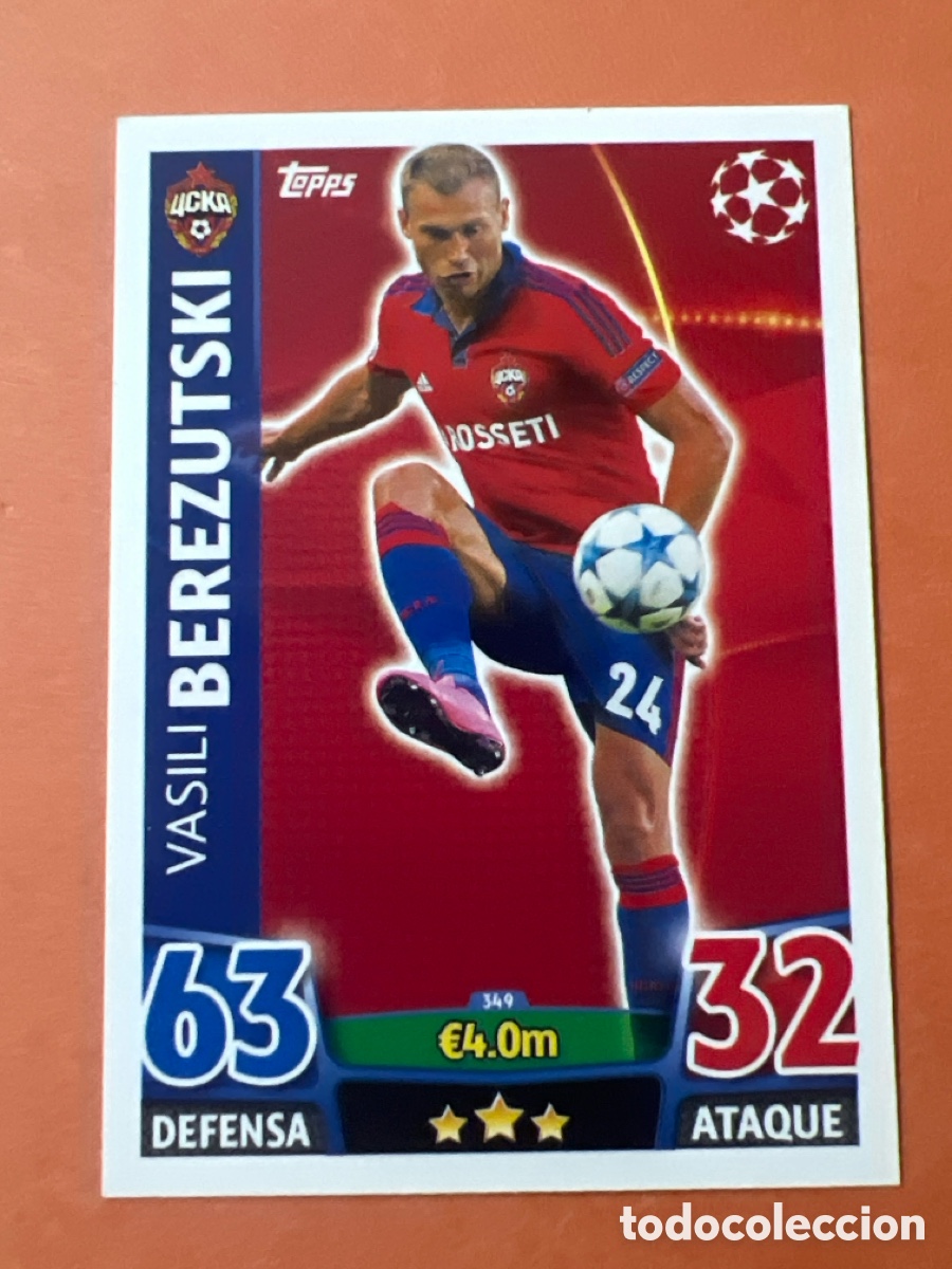 Cromos de f&uacute;tbol: E1533. CHAMPIONS LEAGUE MATCH ATTAX 2015 2016 15 16 TOPPS 349 VASILI BEREZUTSKI CSKA MOSCU