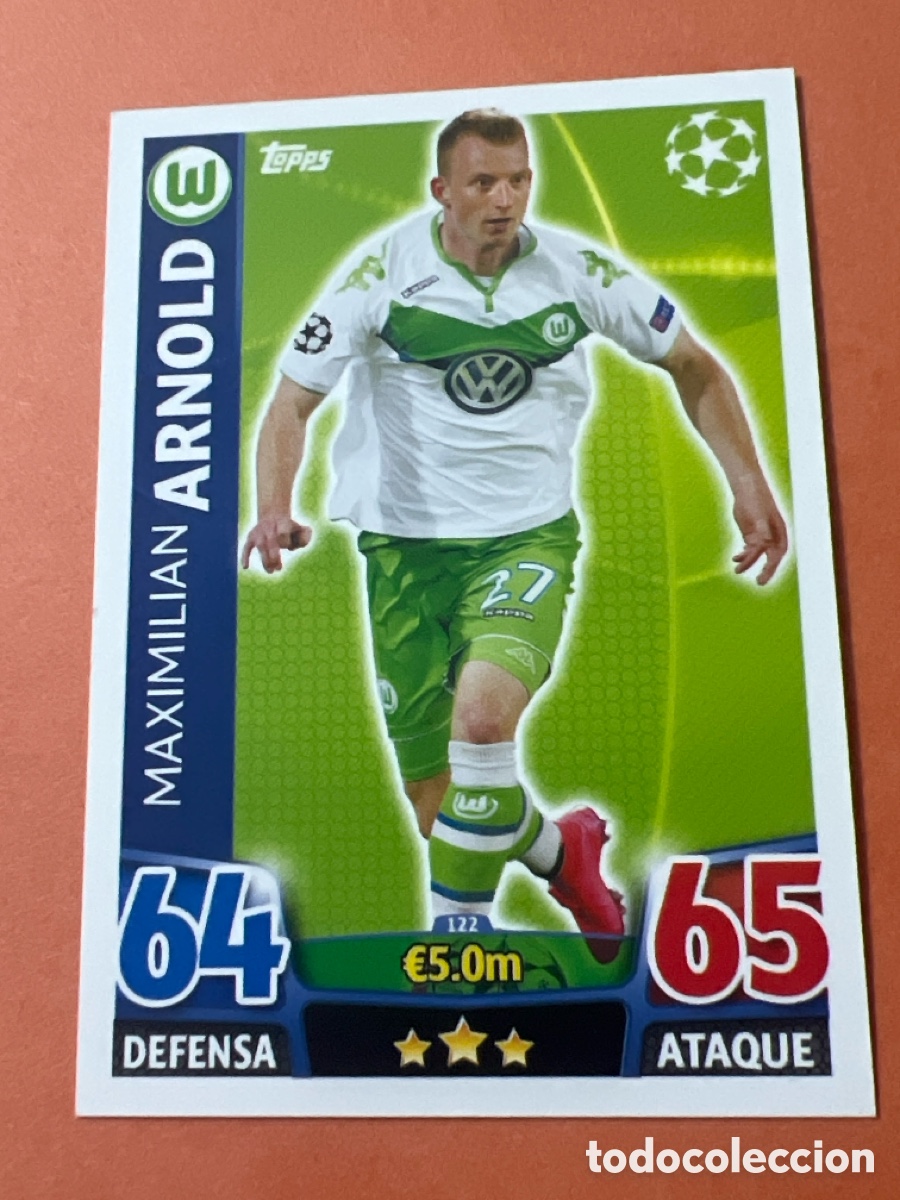 Cromos de f&uacute;tbol: E1543. N&ordm; 122 Maximilian Arnold VFL Wolfsburgo Match Attax 15 16