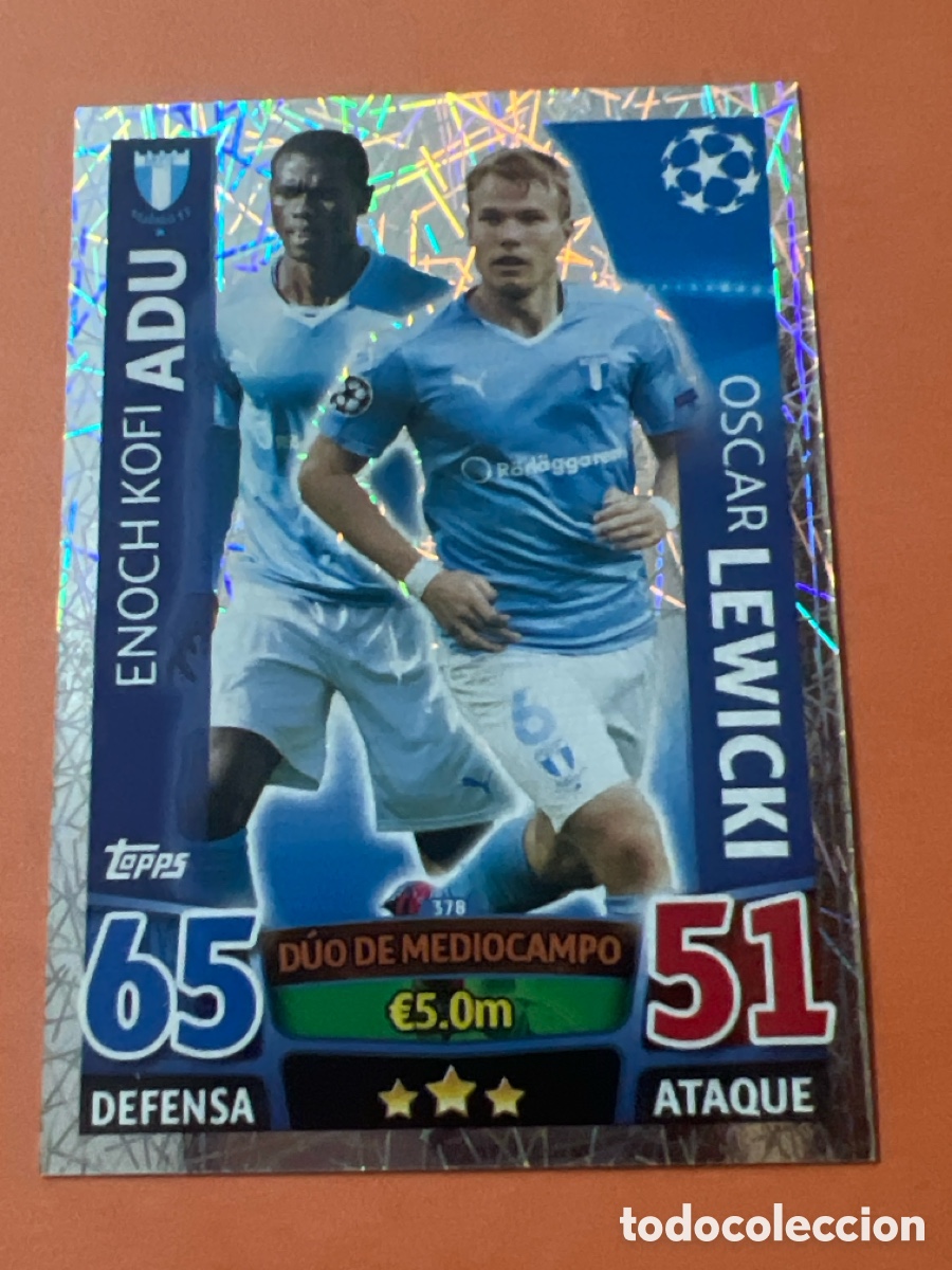 Cromos de f&uacute;tbol: E1540. 378 MIDFIELD DUO EDICION POLONIA ADU LEWICKI MALMOE TOPPS CHAMPIONS LEAGUE 2015 2016 15 16