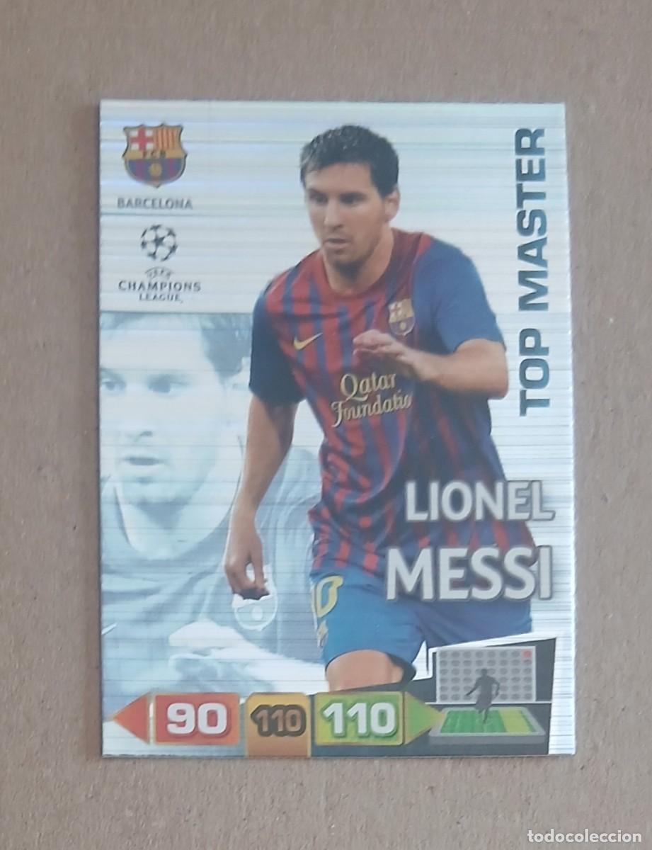Cromos de f&uacute;tbol: CROMO DE MESSI BARCELONA TOP MASTER ADRENALYN XL CHAMPIONS LEAGUE 2011-2012. Nuevo de sobre.