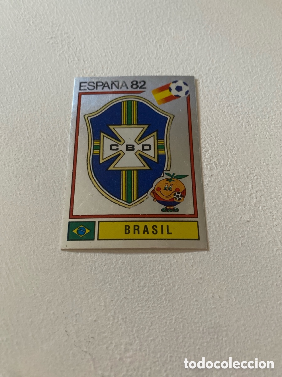 Cromos de f&uacute;tbol: Cromo panini mundial Espa&ntilde;a 82 n&uacute;mero 364 escudo Brasil - Sticker album world cup Spain 1982 Badge