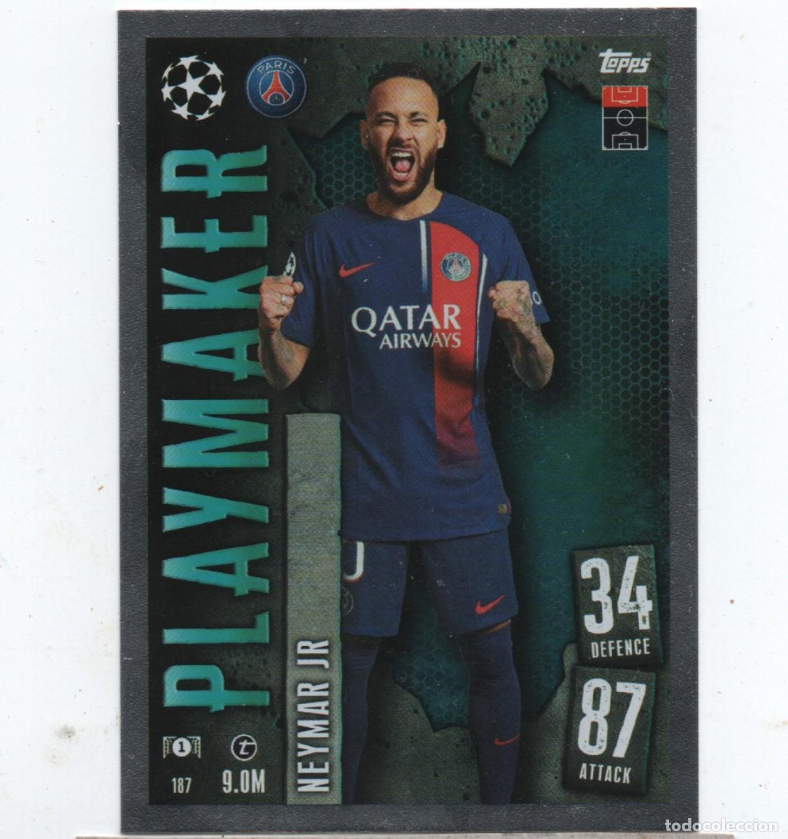 Figurine di Calcio: TOPPS MATCH ATTAX # 187 PLAYMAKER NEYMAR JR, PARIS SAINT- GERMAIN, VERY GOOD CONDITION
