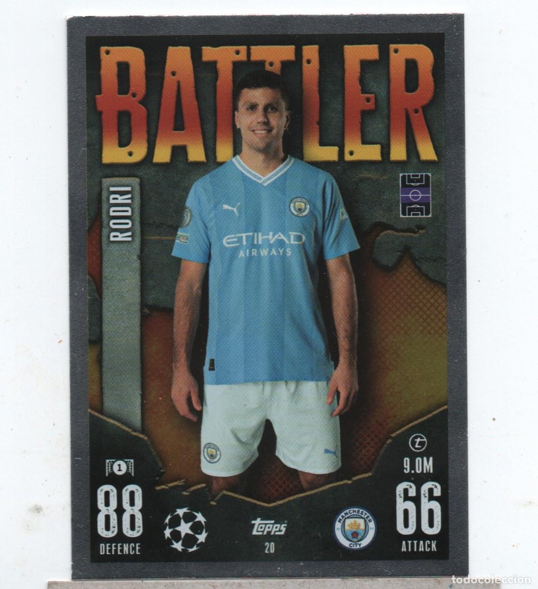 Cromos de f&uacute;tbol: TOPPS MATCH ATTAX # 20 BATTLER RODRI, MANCHESTER CITY, VERY GOOD CONDITION