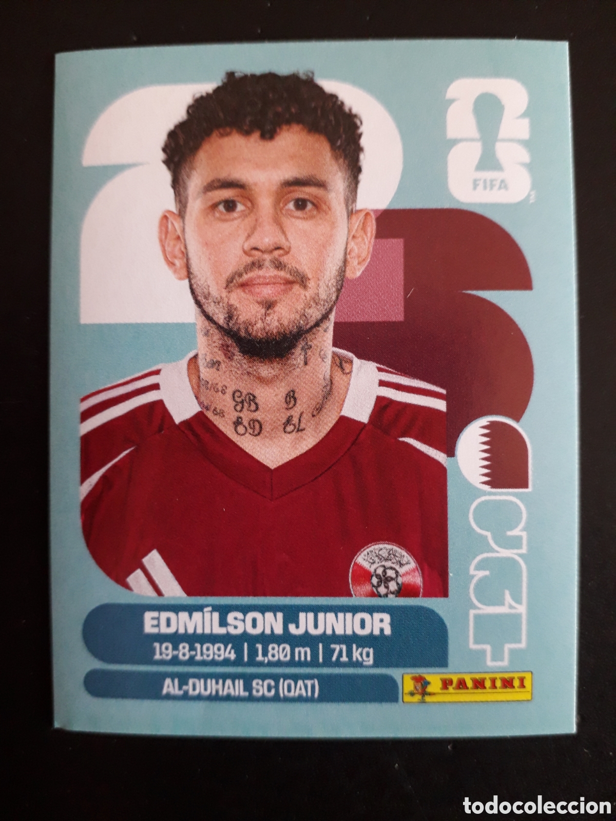 Cartes &agrave; collectionner de Football: EDM&Iacute;LSON JUNIOR QATAR QAT 17 MUNDIAL F&Uacute;TBOL 2026 FIFA WORLD CUP PANINI SIN PEGAR PEDIDO M&Iacute;NIMO 3&euro;.