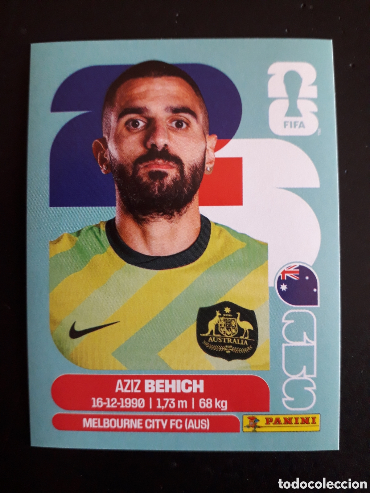Cromos de f&uacute;tbol: BEHICH AUSTRALIA AUS 7 MUNDIAL F&Uacute;TBOL 2026 FIFA WORLD CUP PANINI SIN PEGAR PEDIDO M&Iacute;NIMO 3&euro;