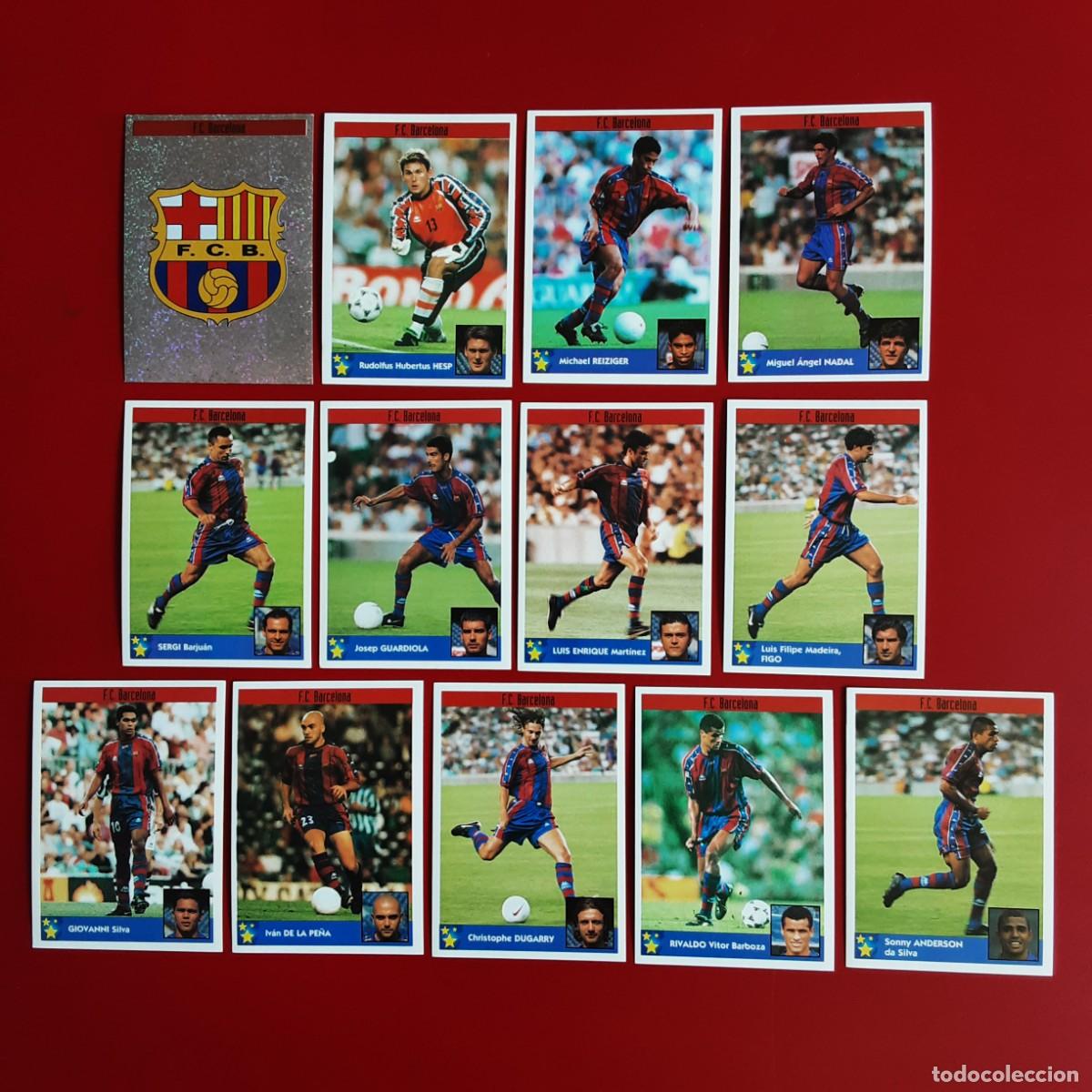 Cromos de f&uacute;tbol: EQUIPO COMPLETO BARCEOLONA LOS MEJORES EQUIPOS DE EUROPA 97/98 PANINI-NUNCA PEGADO-RIVALDO