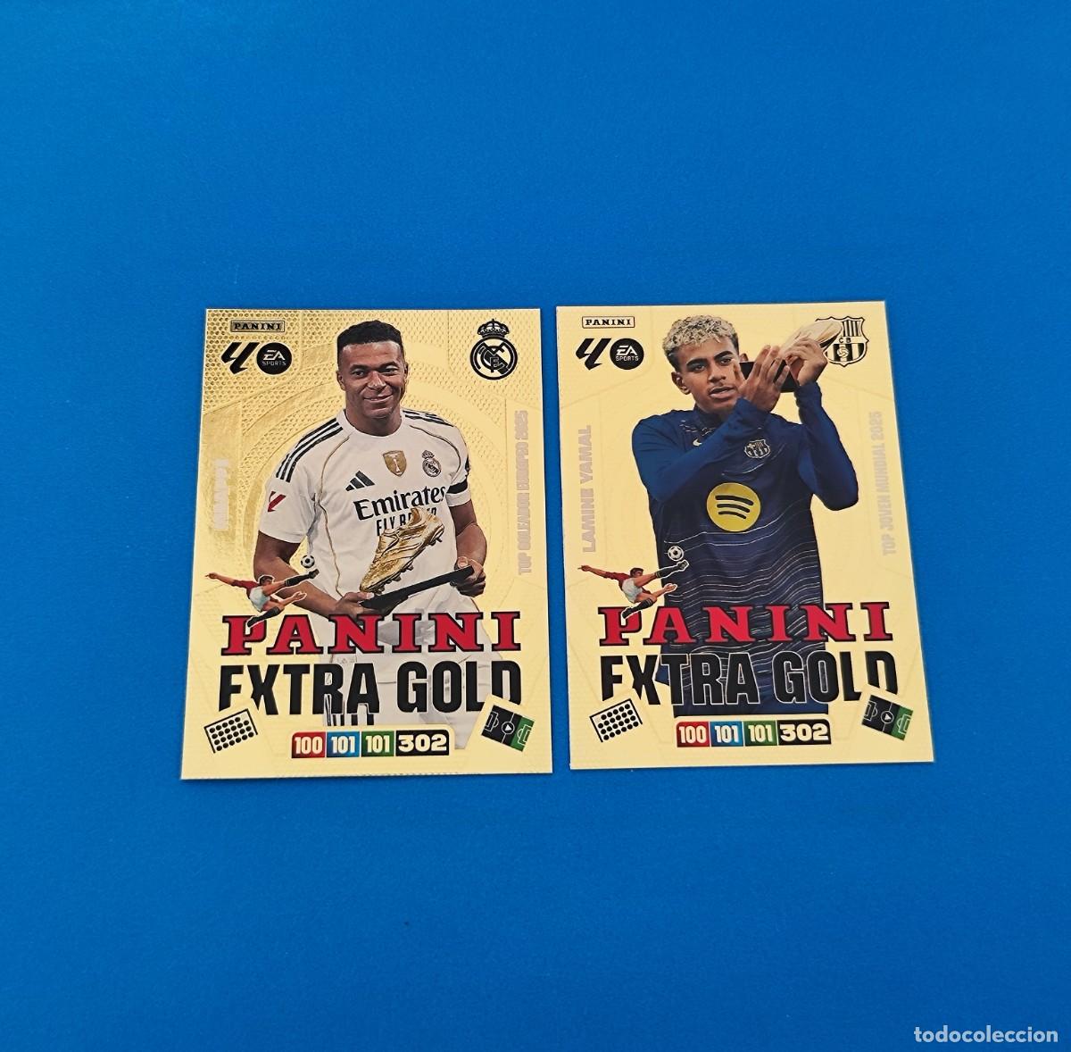 Cromos de Futebol: Adrenalyn 2025 2026 / 25 26 Panini Extra Gold Lamine Yamal Barcelona - Mbapp&eacute; Real Madrid