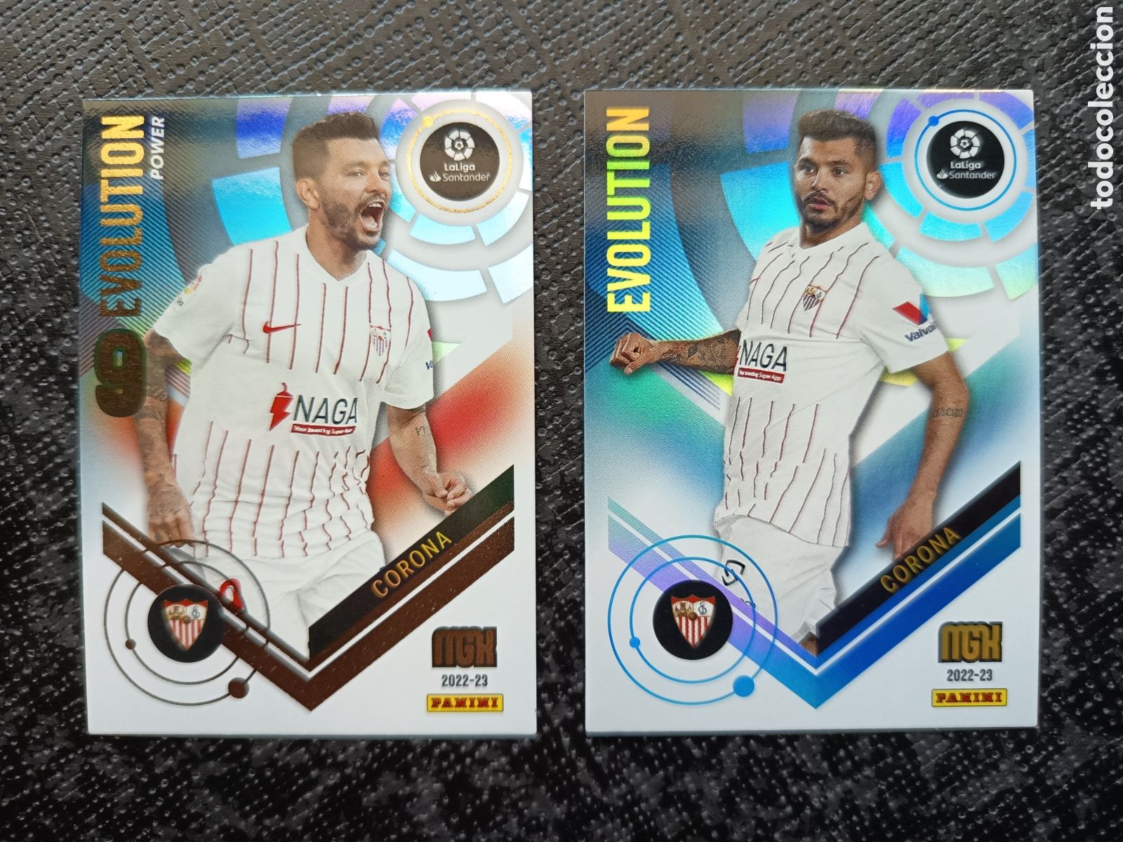 Football Stickers: CROMO CARD N&ordm; P380 y 380 EVOLUTION y POWER CORONA SEVILLA MEGACRACKS 2022-23 2022 2023
