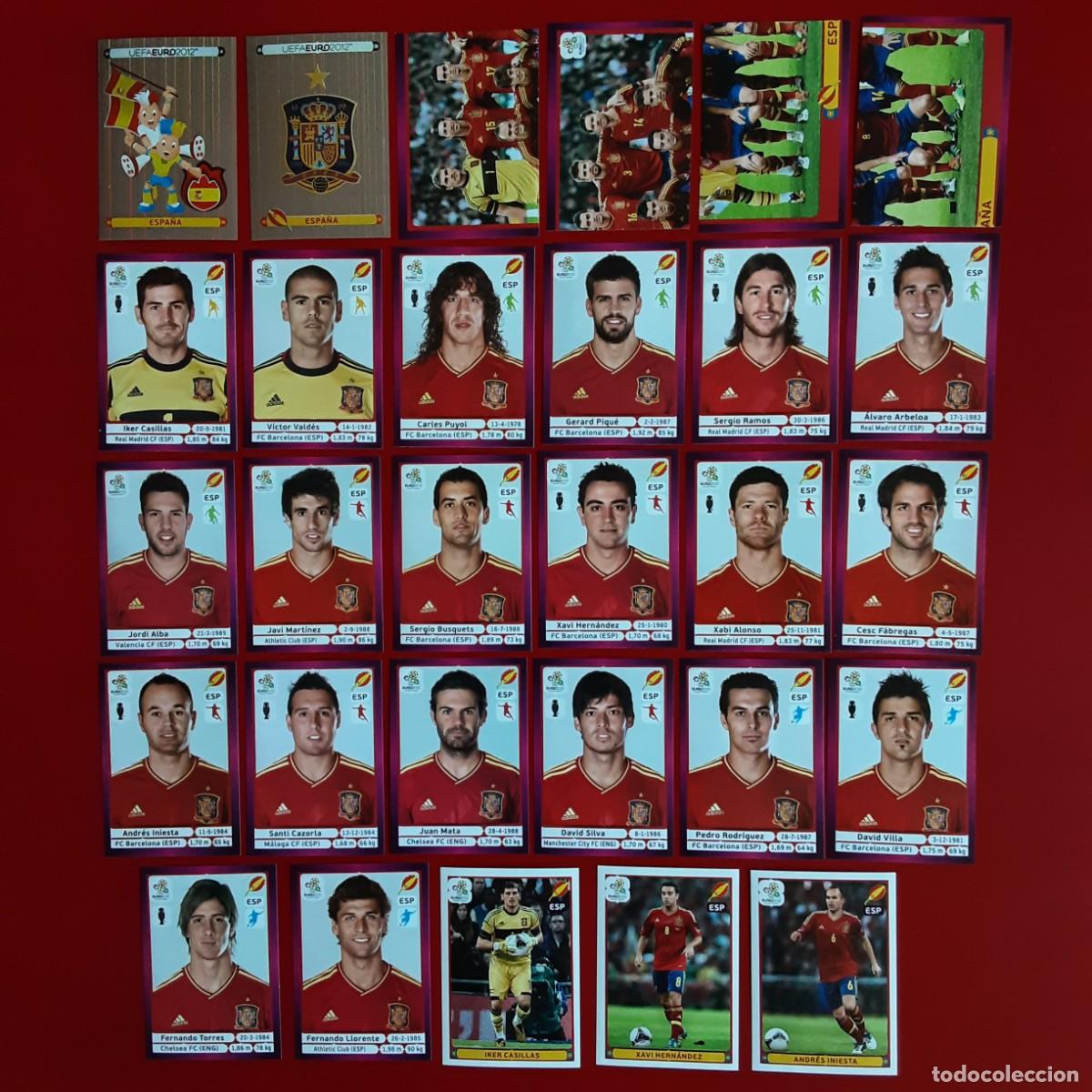 Cromos de f&uacute;tbol: SELECCION COMPLETA ESPA&Ntilde;A EURO 2012 PANINI-NUNCA PEGADO-CAMPEONA EUROPA-VERSION ALEMANA
