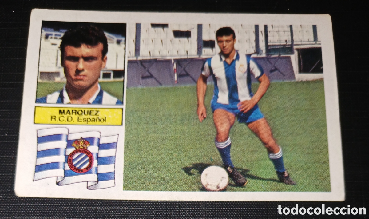 Cromos de f&uacute;tbol: Cromo Alta N&deg; 1 &Uacute;LTIMOS FICHAJES M&aacute;rquez - R.C.D. Espa&ntilde;ol - Liga 82 83 / 1982 1983 Este SIN PEGAR
