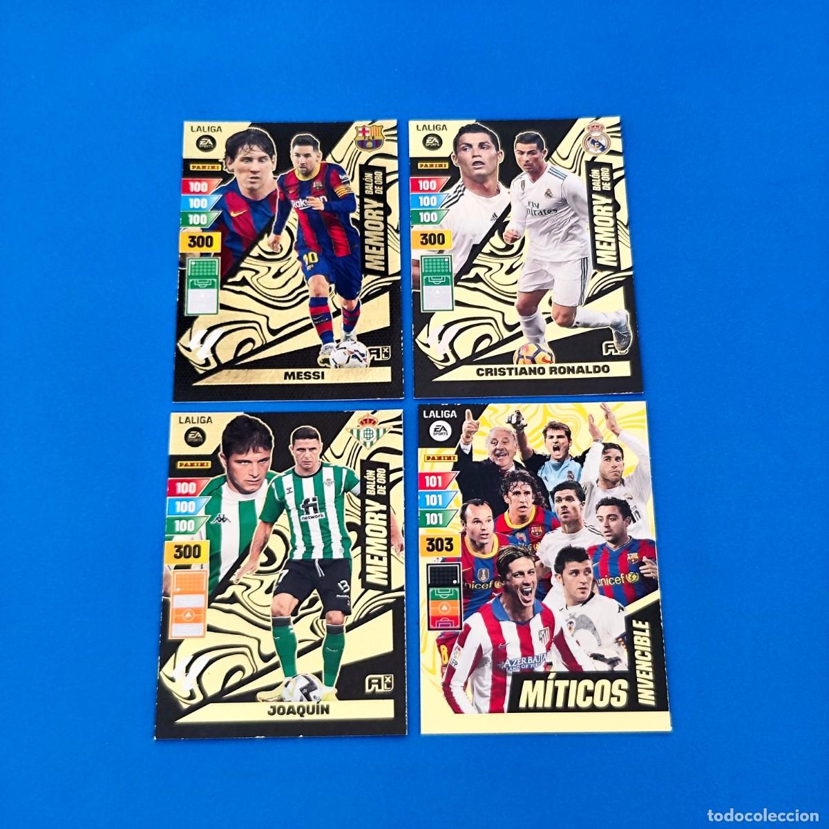 Cromos de f&uacute;tbol: Adrenalyn 2023 2024 / 23 24 M&iacute;ticos Invencible Joaqu&iacute;n Cristiano Ronaldo Messi Memory Bal&oacute;n de Oro